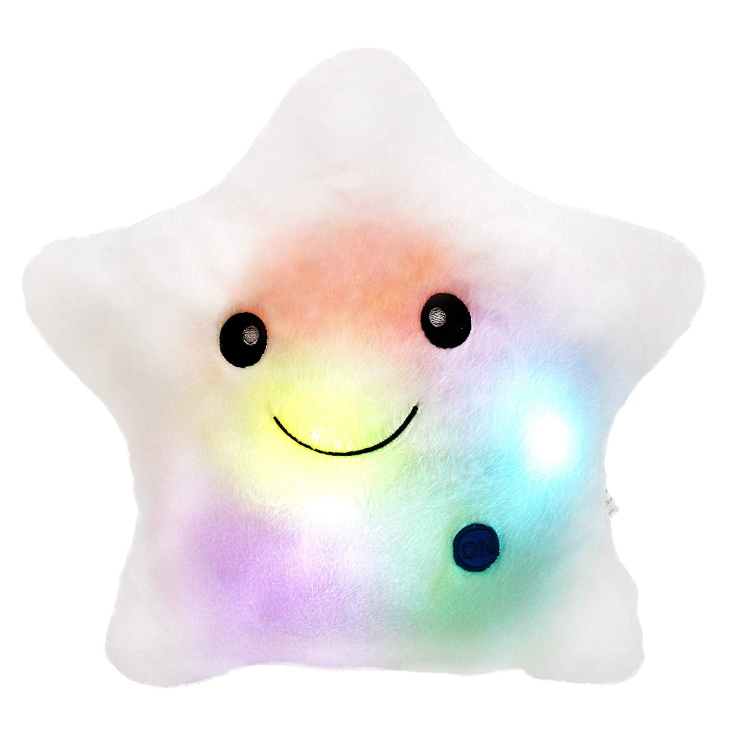 Creative Twinkle Glowing Stars Shape Plush Throw Pillow, LED Night Light Pillow Cushions Stuffed Toys Gifts for Kids, Christmas (Blue) Qishi