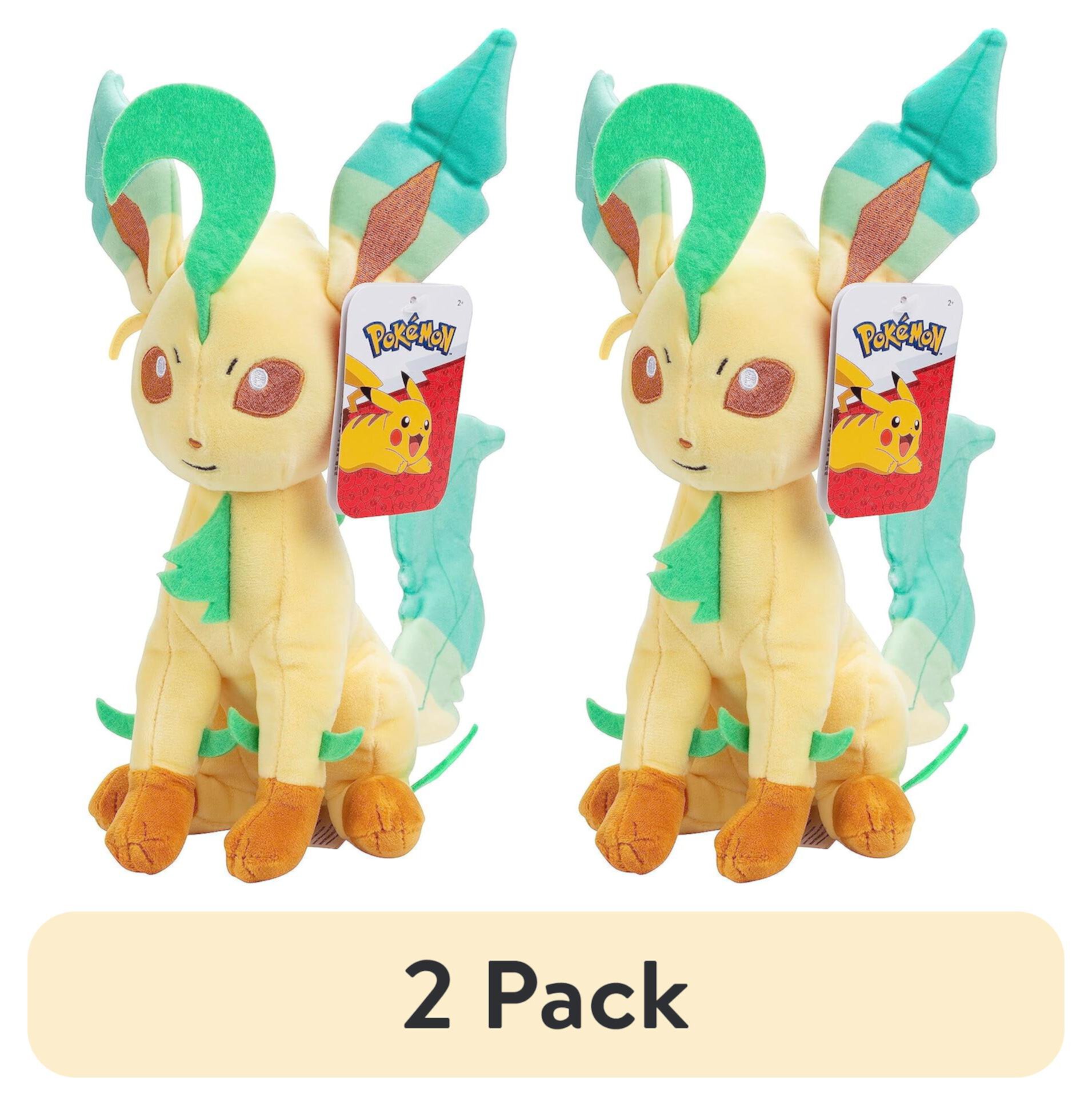 (2 pack) Pokemon 8" Leafeon Plush - Officially Licensed - Eevee Evolution Stuffed Animal Toy - Great Holiday & Christmas Gift for Kids, Boys, Girls Fans Pokemon