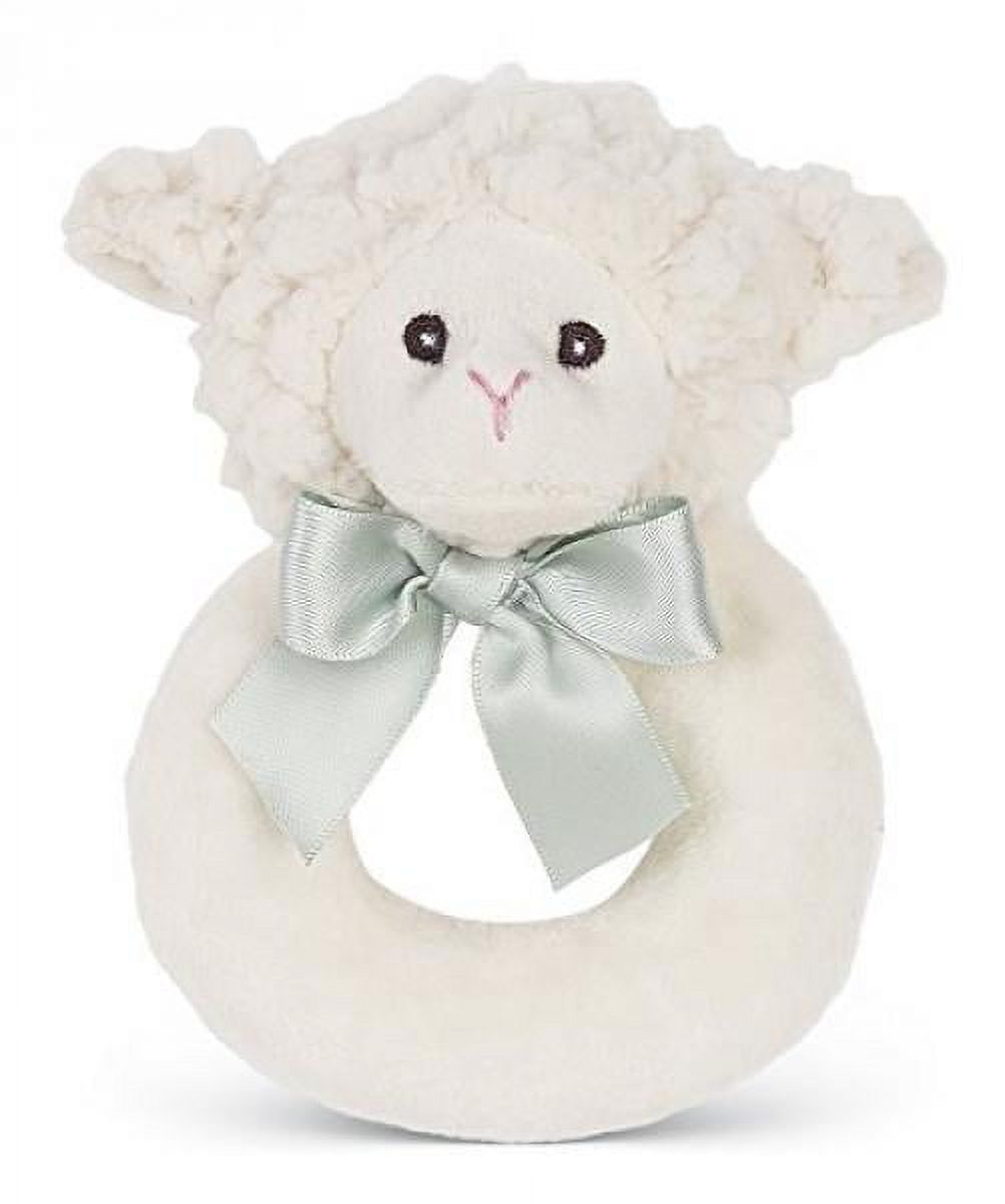 Bearington Baby Lamby Plush Stuffed Animal Cream Lamb Soft Ring Rattle, 5.5" Bearington Collection