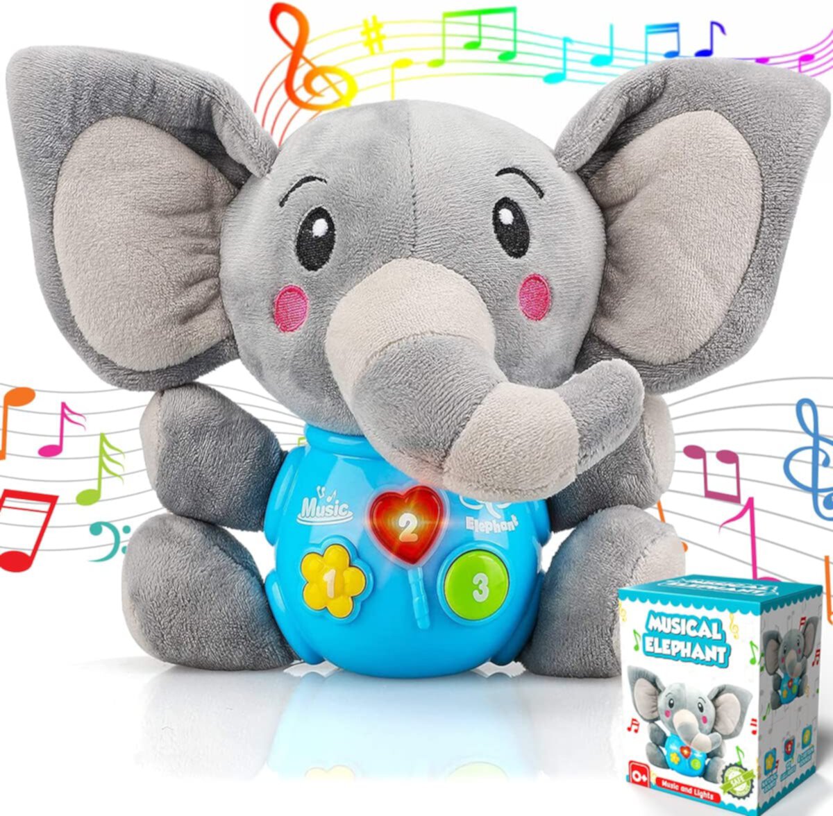 Baby Toys 6 to 12 Months, Baby Musical Toys 12-24 Months, Soft Plush Stuffed Animal Toys for 1 Year Old Boy Girls Christmas Gifts INvench