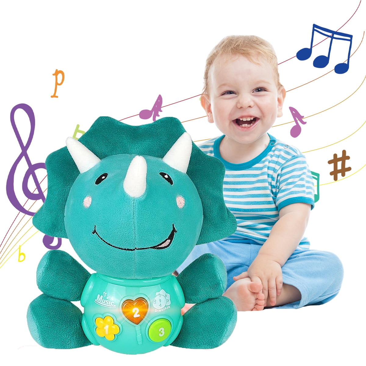 Caunedy  Baby Dinosaur Musical Toys，Baby Plush Stuffed Toys for Babies Boys & Girls Toddlers CAUNEDY