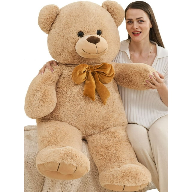 Tezituor 4ft Giant Teddy Bear Stuffed Animal 47" Big Teddy Bear with Bow Plush Toy Muiteiur