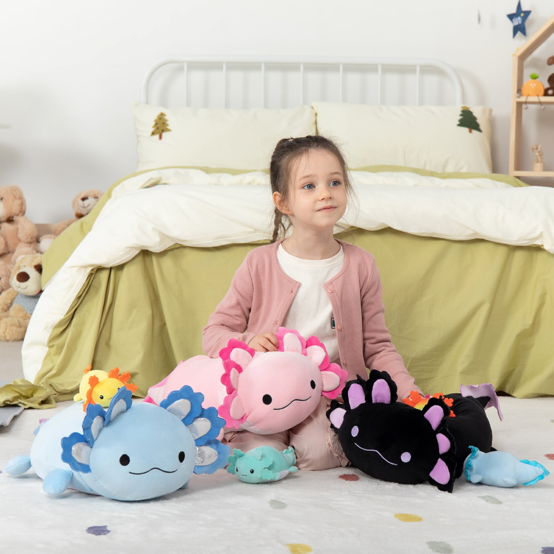 MaoGoLan 23.5" Giant Axolotl Stuffed Animals with 3 Babies Inside Large Axolotl Plush Toy MaoGoLan