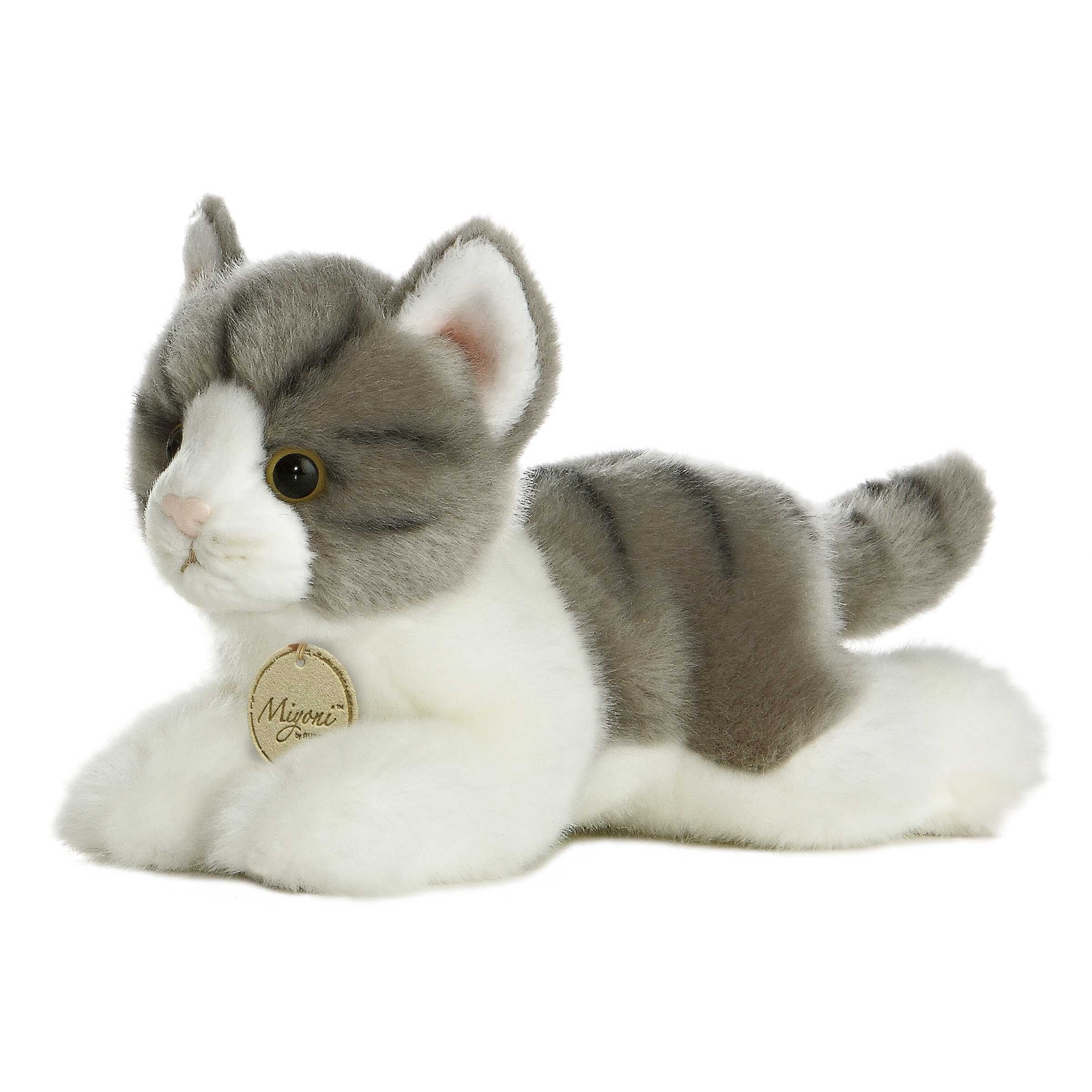 Aurora - Small Gray Miyoni - 8" Grey Tabby Cat - Realistic Stuffed Animal Aurora GB