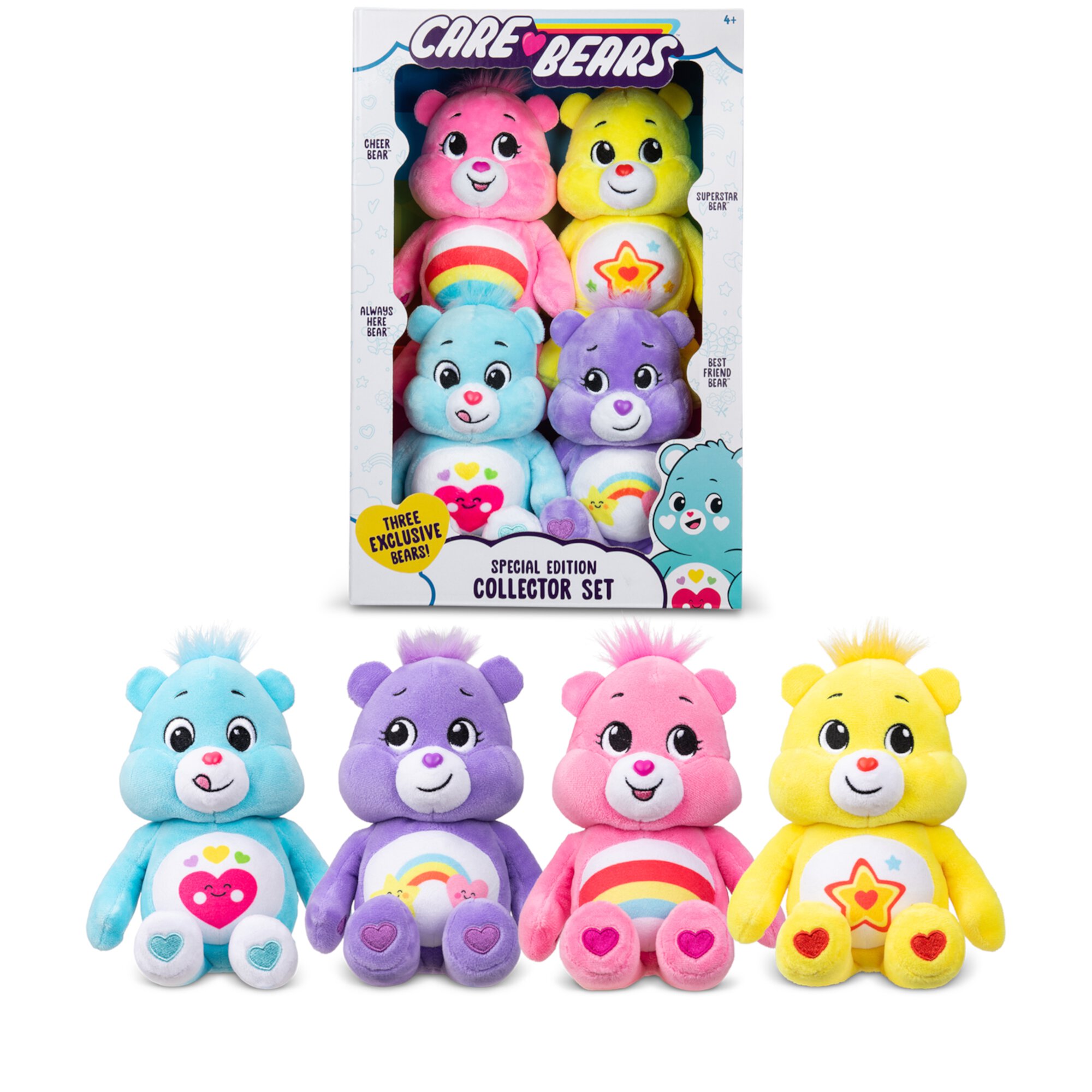 Care Bears 8 Inch Plush 4-Pack Treasure Box - Soft Huggable Material! For Kids 4 Years and up. Care Bears