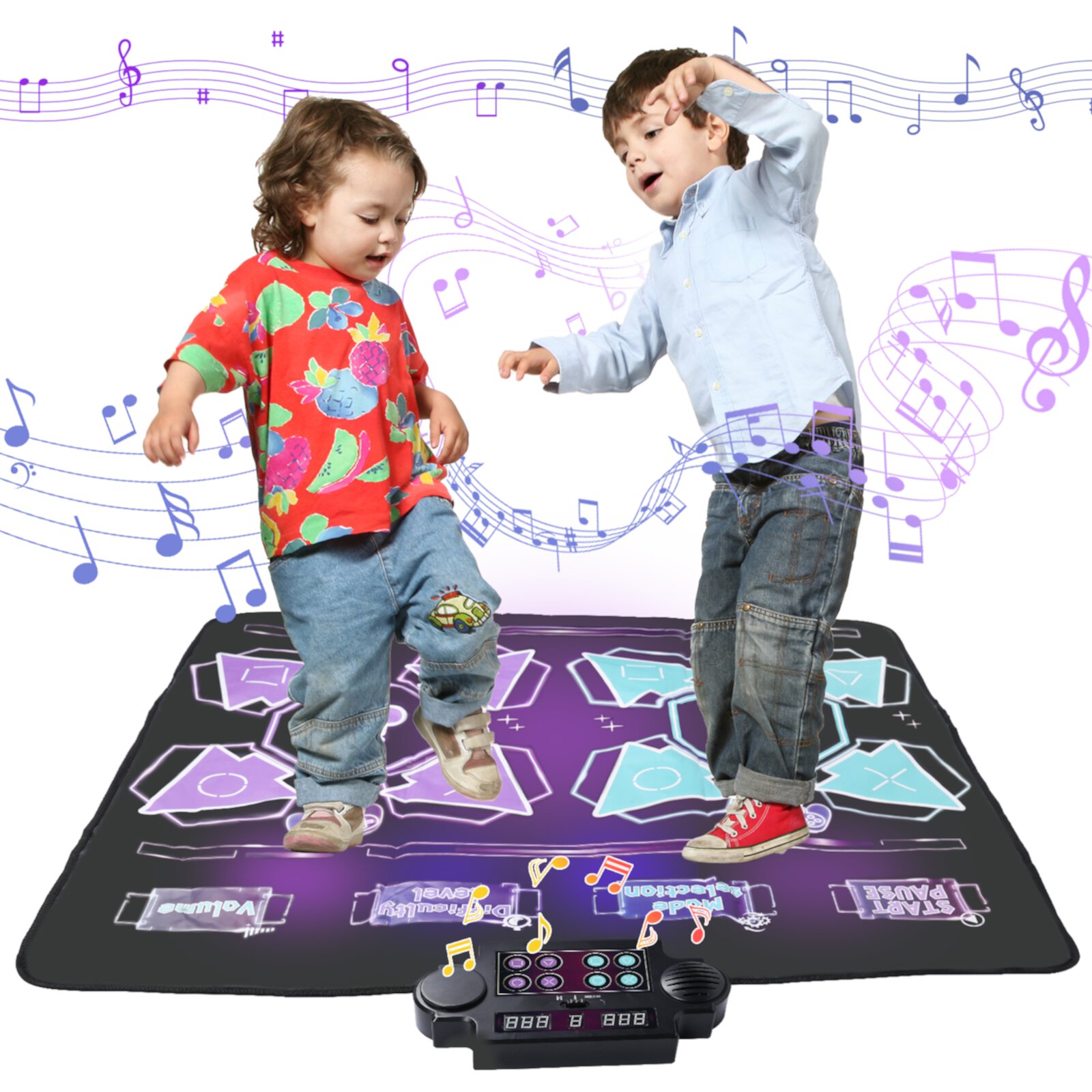 AOKESI Kids Dance Mat Toys, 2-Player Dance Pad Electronic Dancing Challenge Palymat w/ Music Optional Single/Double Player Game Modes, Double Dance Pad Christmas Gift for Girls Boys (Purple) AOKESI