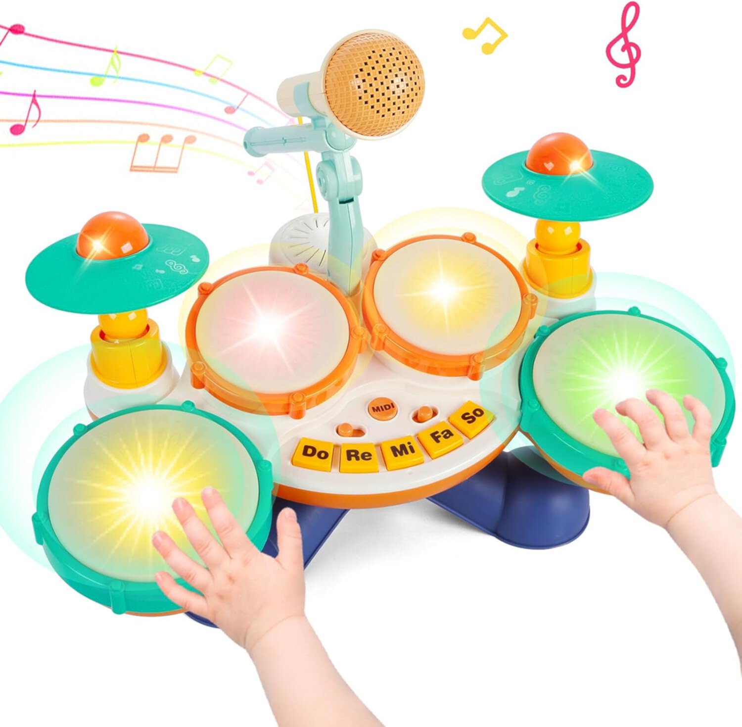 Baby Toys for 1 Year Old-Drum Set Toys for Toddlers, With Microphone Musical Toys for 1 2 3 Years Boys Girls Birthday Christmas Gifts INvench