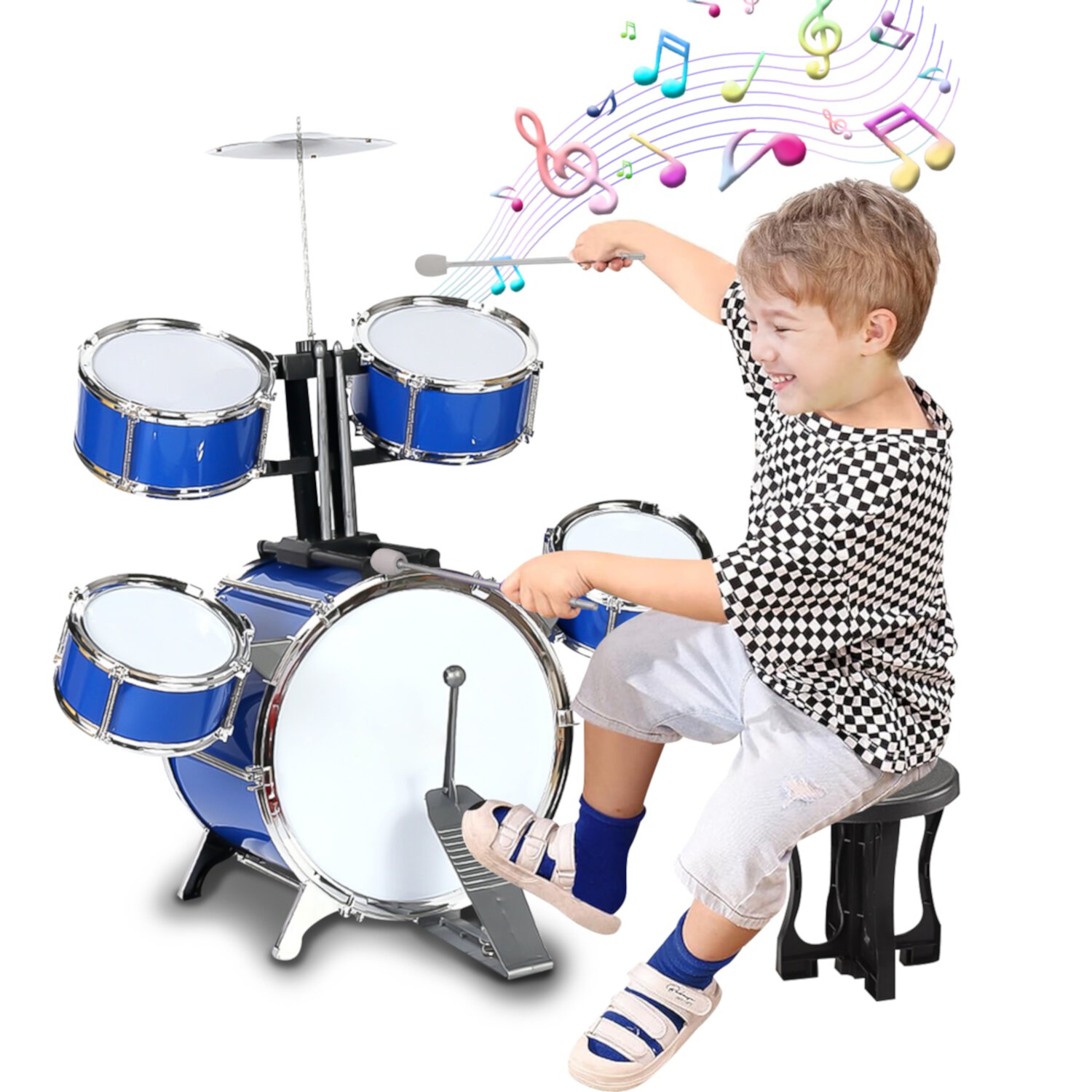 Kids Drum Set for 3-7 Year Old, Jazz Rock Drum Toddler Toy, Musical Instrument Toys for Boys Girls Birthday Christmas Gifts INvench