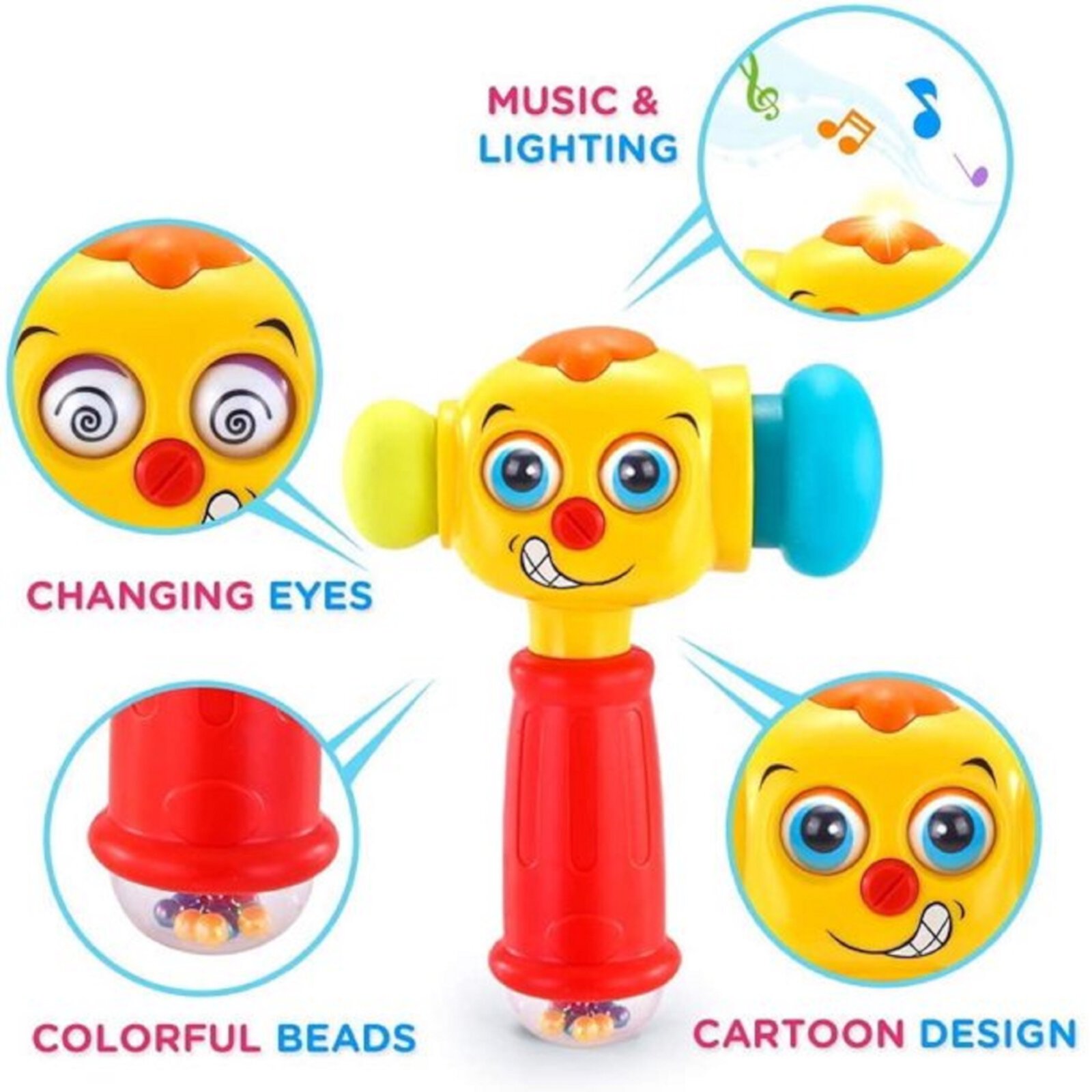 Baby Toys 6 to 12 Months Infant Toys Funny Baby Hammer with Music Sound & Light,Grab Shake Pound Baby Toys 6-12 Months,Boy Girl Gifts Baby Toys for 12-24 Months Adakot