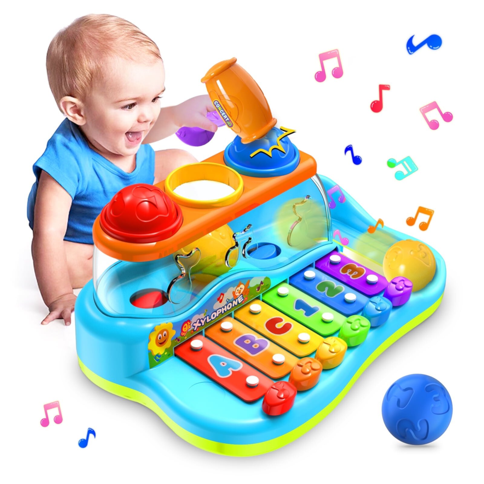 Yerloa Xylophone for Toddlers 1-3, Baby Toys for 12-24 Months, Pound A Ball Toys for Toddler, Musical Pounding Toy for 1 Year old, Birthday Gifts for Boy & Girl Ages 1 2 3 Yerloa