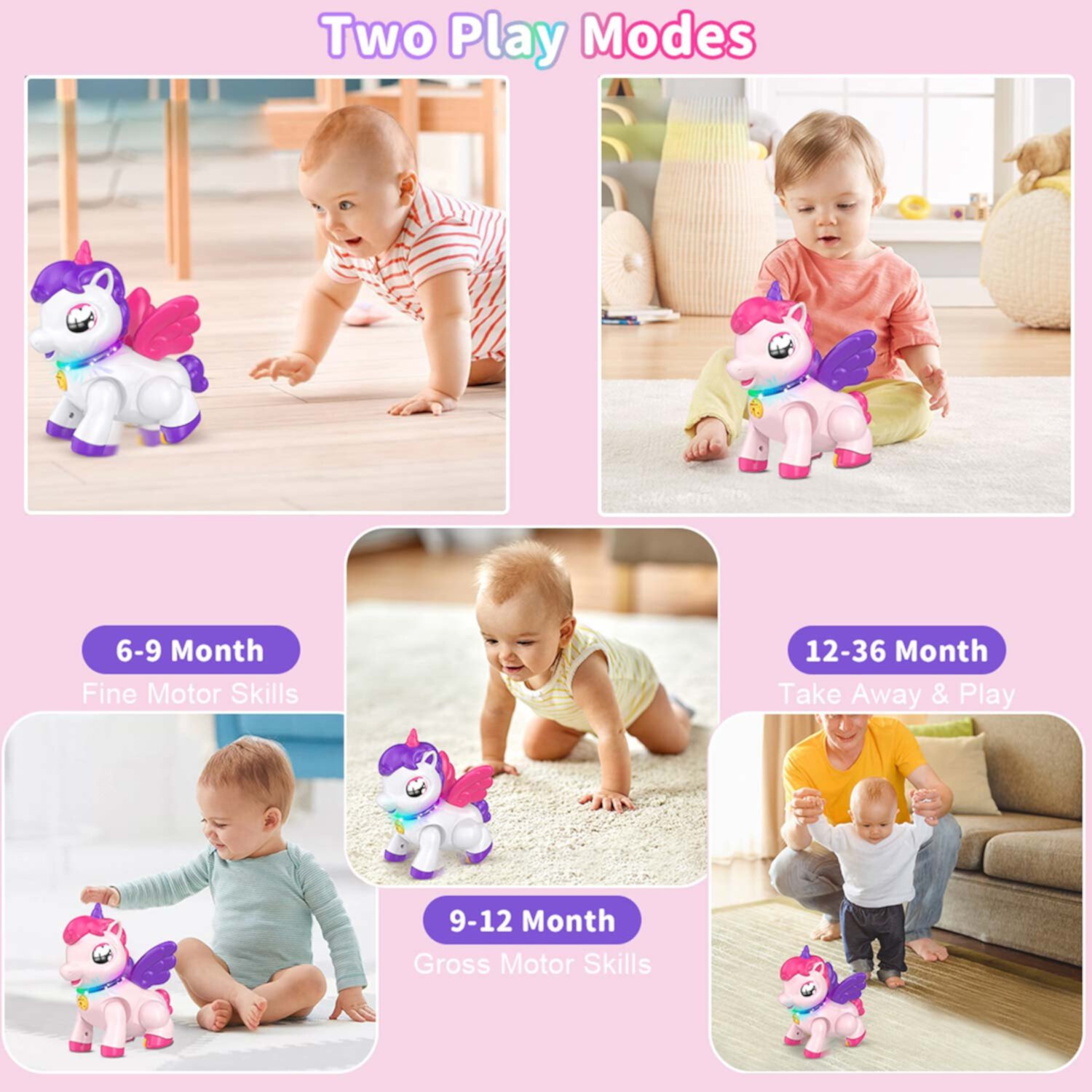 Toys for 1 Year Old Girls, Musical Crawling Toy for Toddlers 1-3, Baby Toys 6-12 Months, Educational Learning Toys Style-Carry