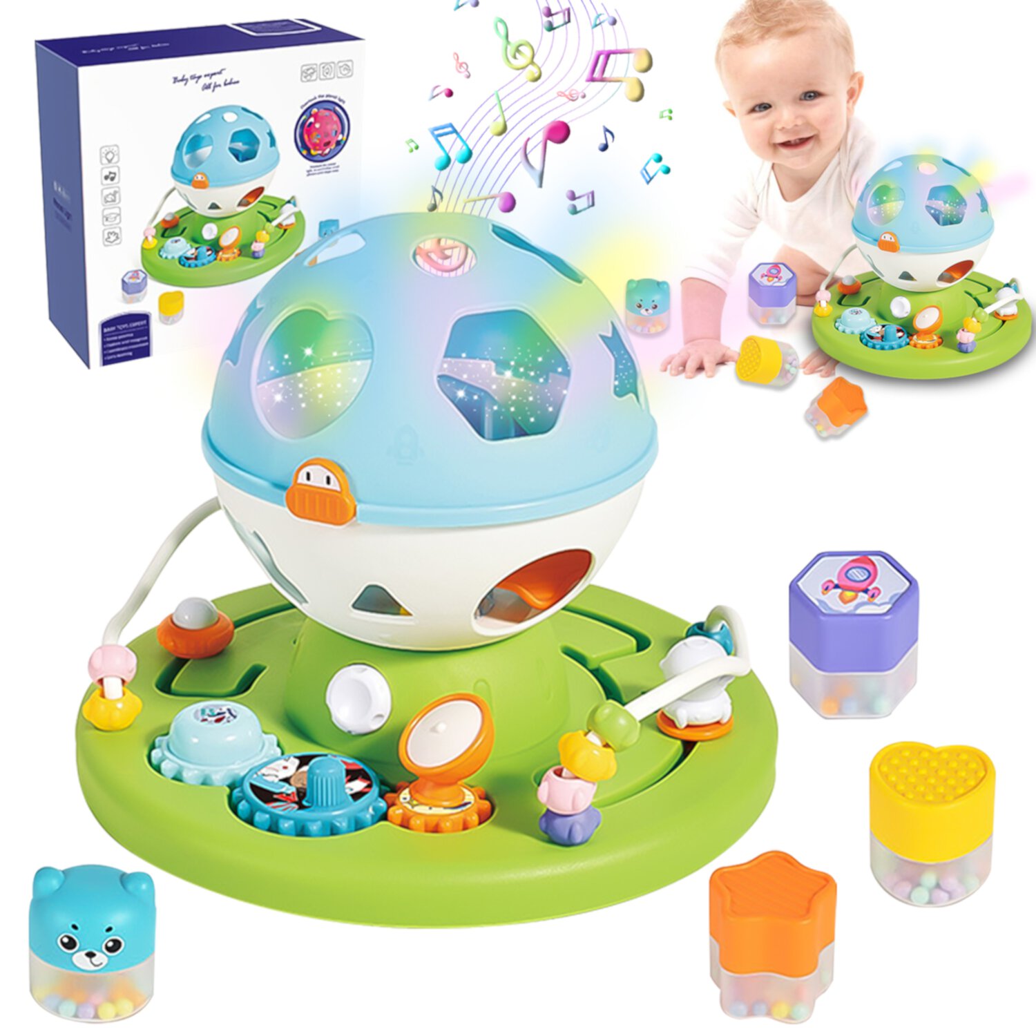 Toys for 1 Year Old Girls Boys, Light up Musical Shape Sorter, Educational Toy for Toddler, Montessori Learning Toddler Toys Age 1 2 3 Sytle-Carry