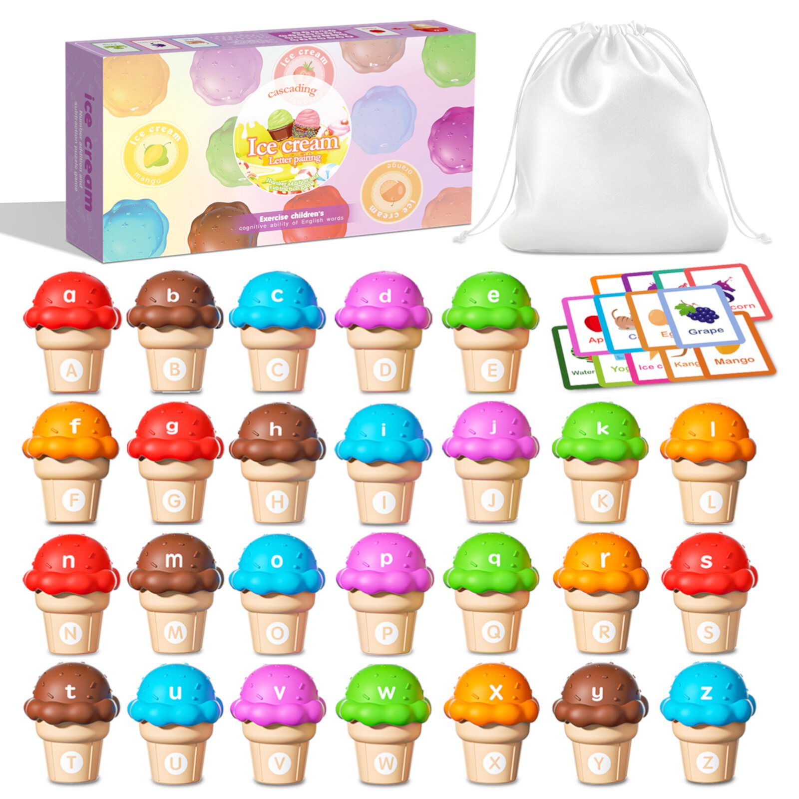 Style-Carry Ice Cream Toys Color and Counting Alphabet Match Learning Toys, Toy for Toddlers 1-3, Learning Educational Toys for 1 2 3 Year Old Boys Girls Style-Carry