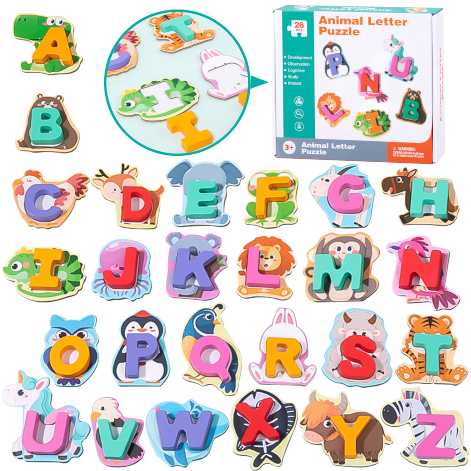 Learning Toys for Girls Boys 3-6 Years, Preschool Toys for Kids,  Educational Letters Animals Montessori Fine Motor Skills Toys for Toddler Boy Girl Age 2 3 4 5 ANTIC DUCK