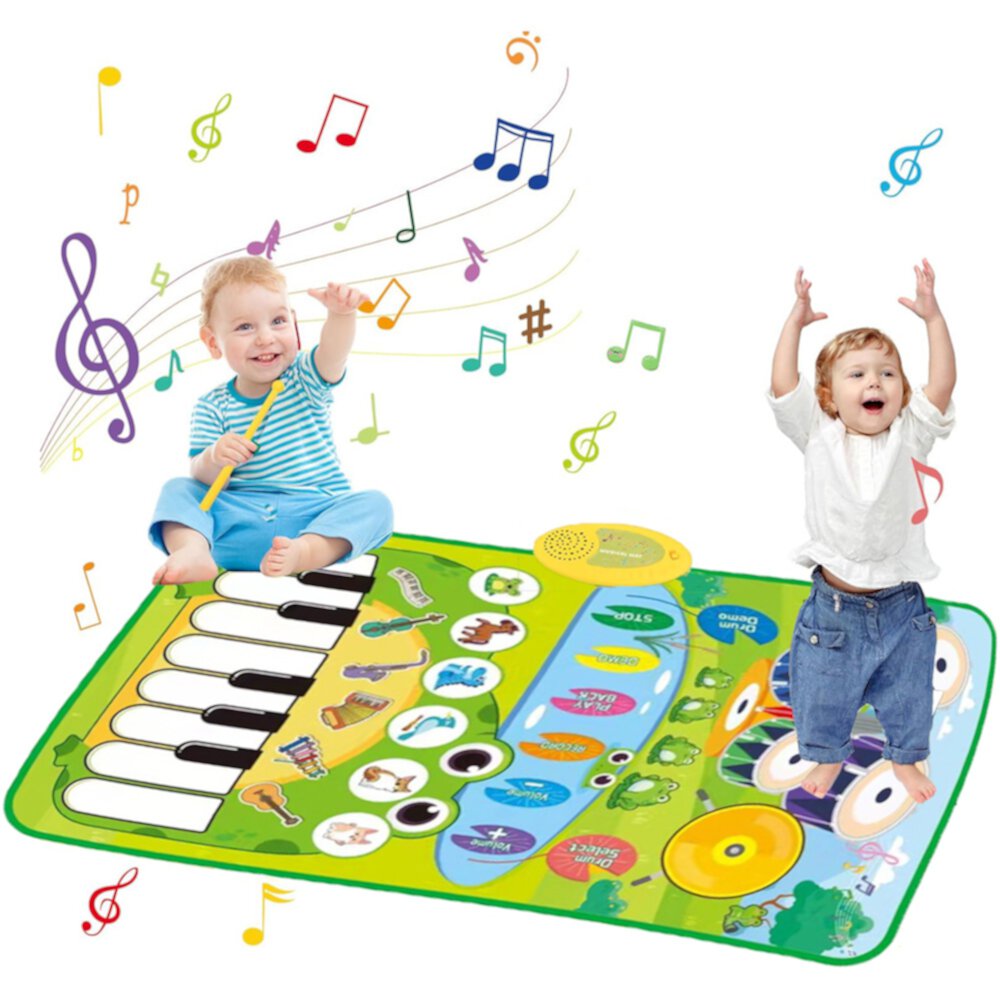 Piano Mat with Drum Toy for Toddlers 1-3, Musical Learning Toys for 1 2 3 Year Old Boys Girls, Birthday Gifts for 1 2 Year Old Boys Girls Visit the Suorfoxs Store