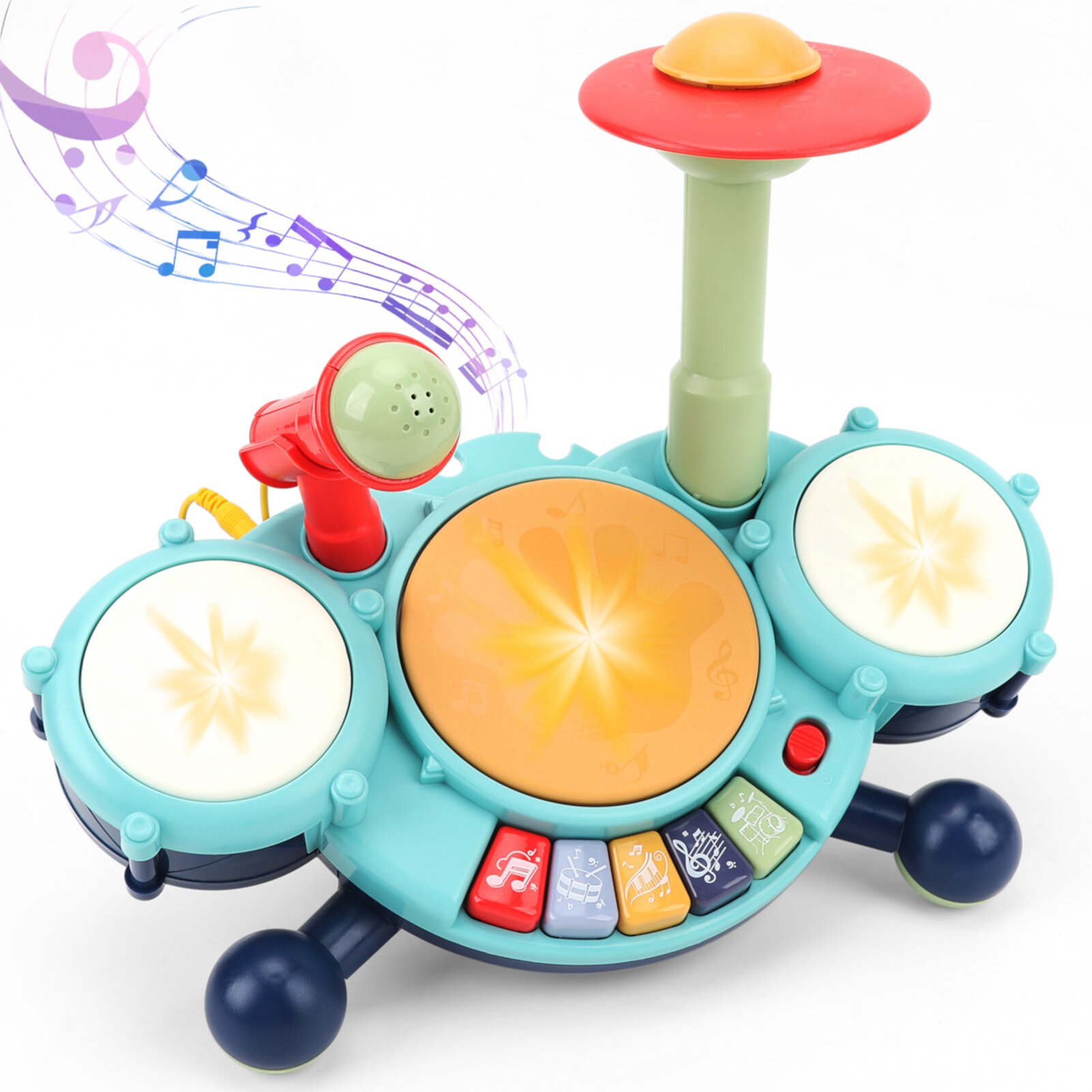 Drum Set with Microphone for Toddler 1-3 Baby Musical Toys Drum Piano Musical Instrument Learning Toys Gift for Boys Girls Age 2-5 FAGINEY