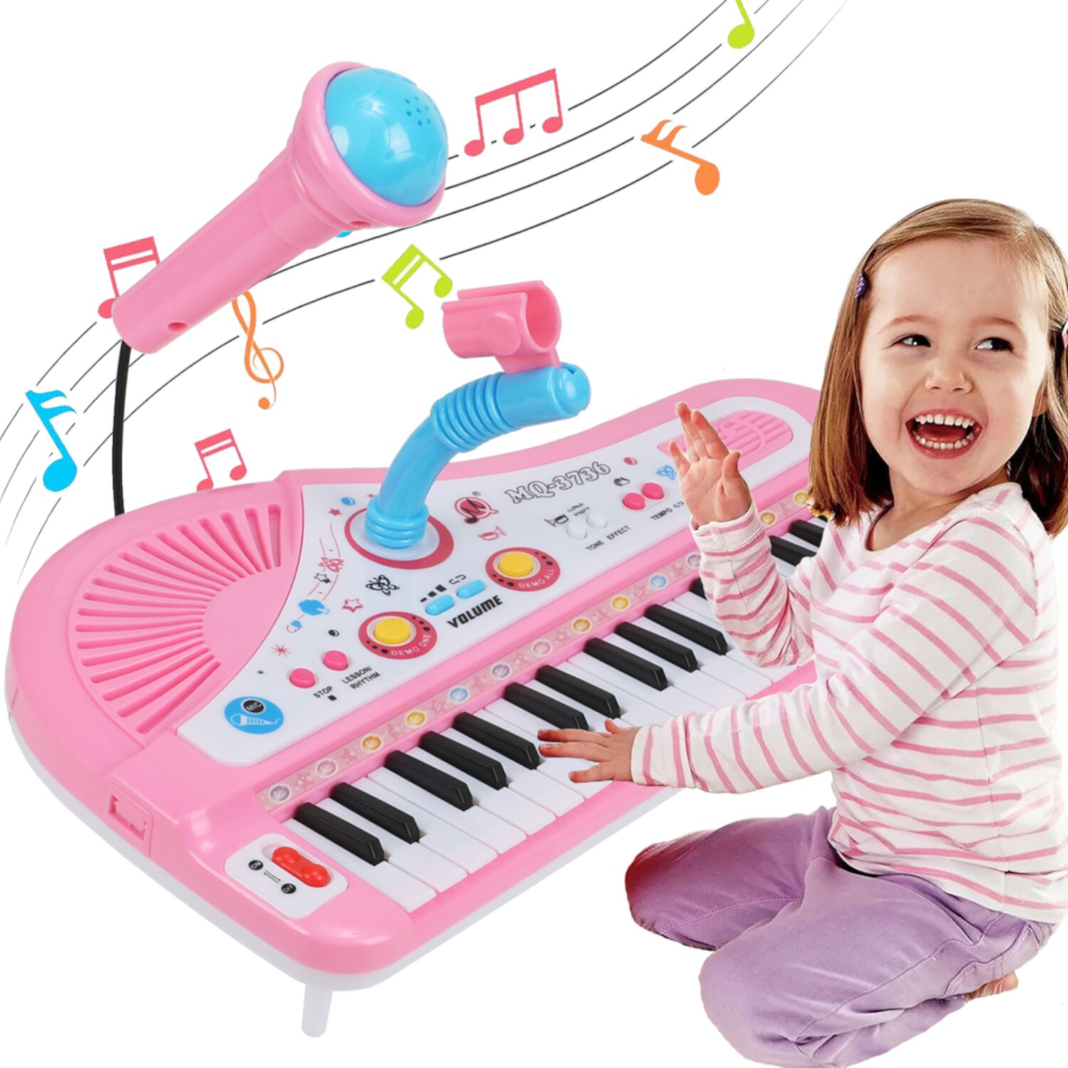 Zacro Piano Toy for Toddler, 37 Keys  Piano Keyboard with Microphone, Musical Instrument Toys Piano Gift for 1 2 3 4 5 Years Old Girls, Pink Zacro