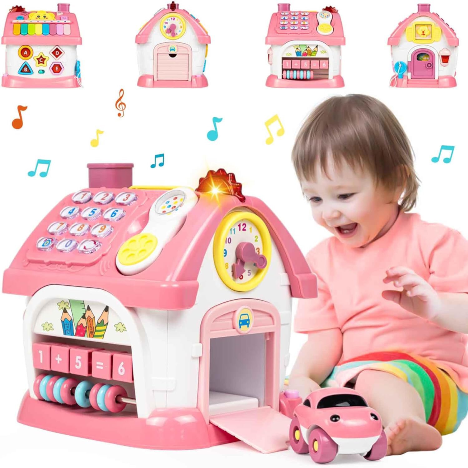 CEDQ Toys for 1+ Year Old Girl Gifts, First Birthday Gifts for Girls, 8-in-1 Montessori Toddler Toys House with Learning and Playing, Christmas and Birthday Gifts for Kids Aged 1-2 CEDQ