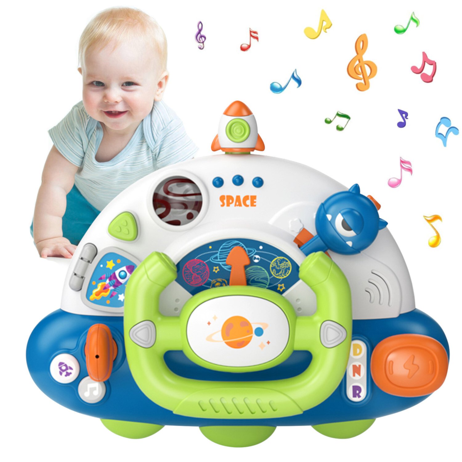 Toddler Steering Wheel Toy Baby Interactive Learning Toy for Toddlers 1-3, Baby Musical Toy with Light and Sound Toddler Toys for 1 2 3 year old Boys Girls Visit the Suorfoxs Store