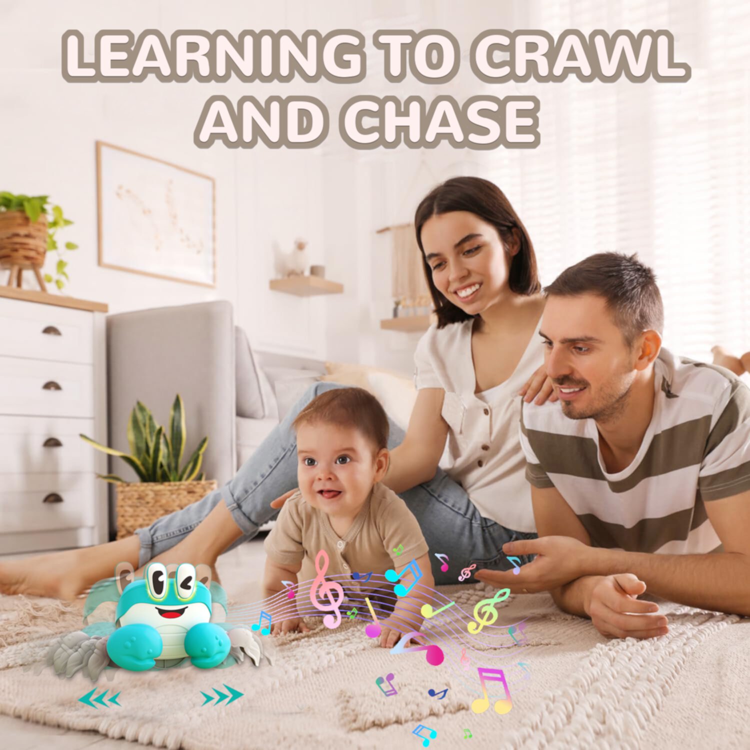 Baby Crab Crawling Toys, Learning Toys for 1 2 3 Year Old Boys Girls, Baby Walk Birthday Gift for 12 18 Month Style-Carry