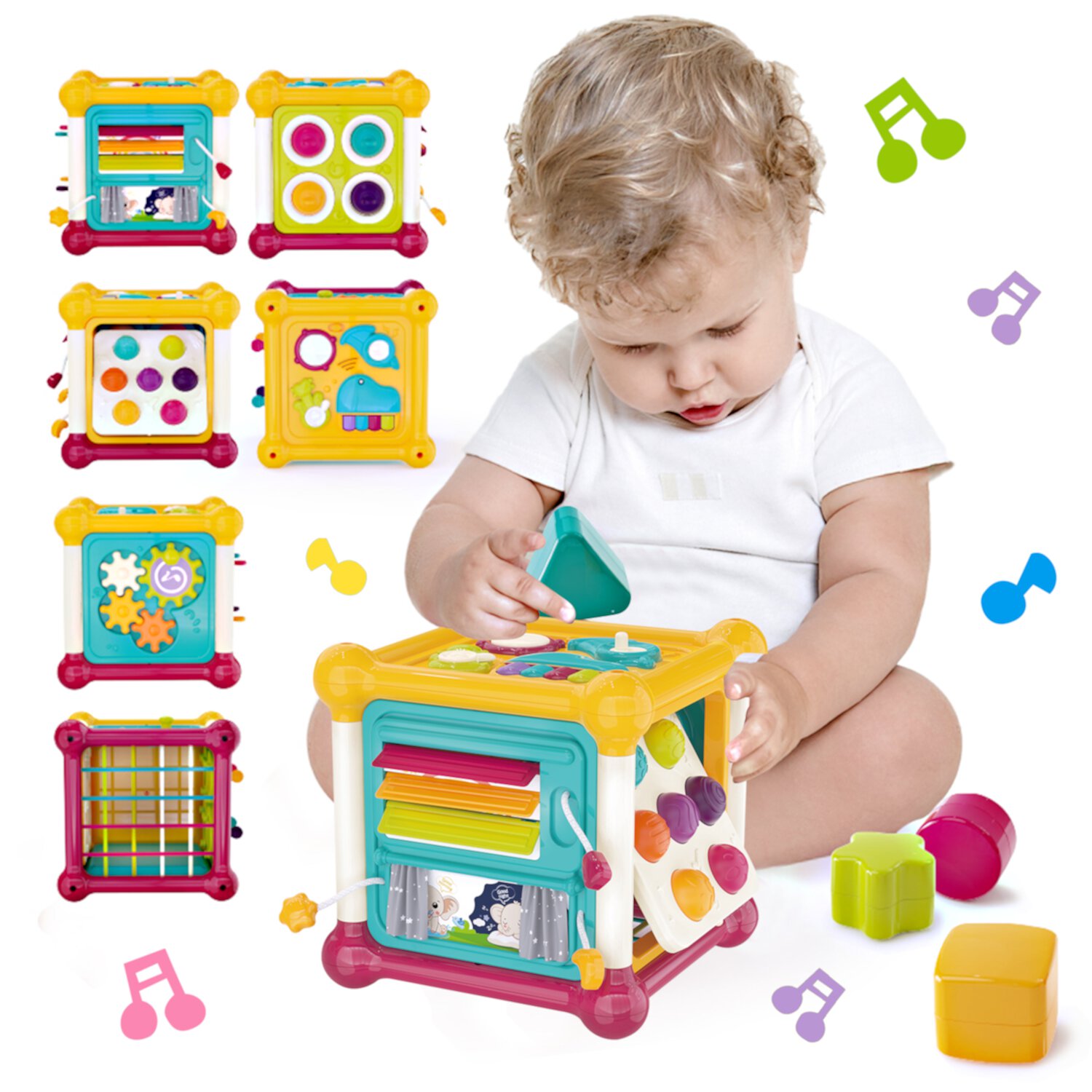 Montessori Toys for 1 Year Old, 12 in 1 Educational Activity Cube for Toddlers 1-3, Learning Toys for 1 2 3 Year Old Boys Girls Style-Carry