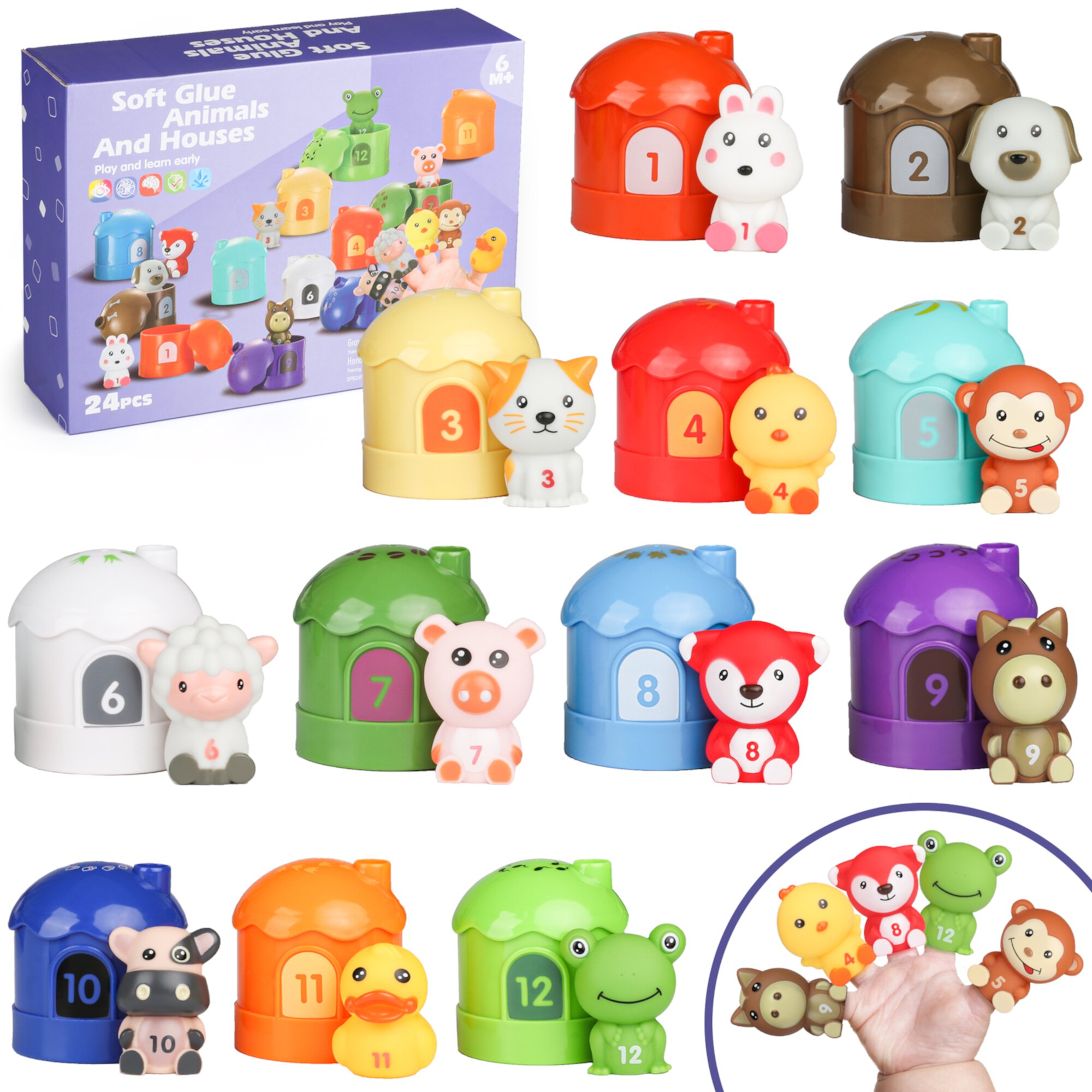 Beefunni 24 PCS Farm Animals Figures Montessori Toys for Toddlers Ages 2-6, Preschool Learning Toys for Children, Ideal Christmas Gift Toys for Kids 12-36 Months and Up Beefunni