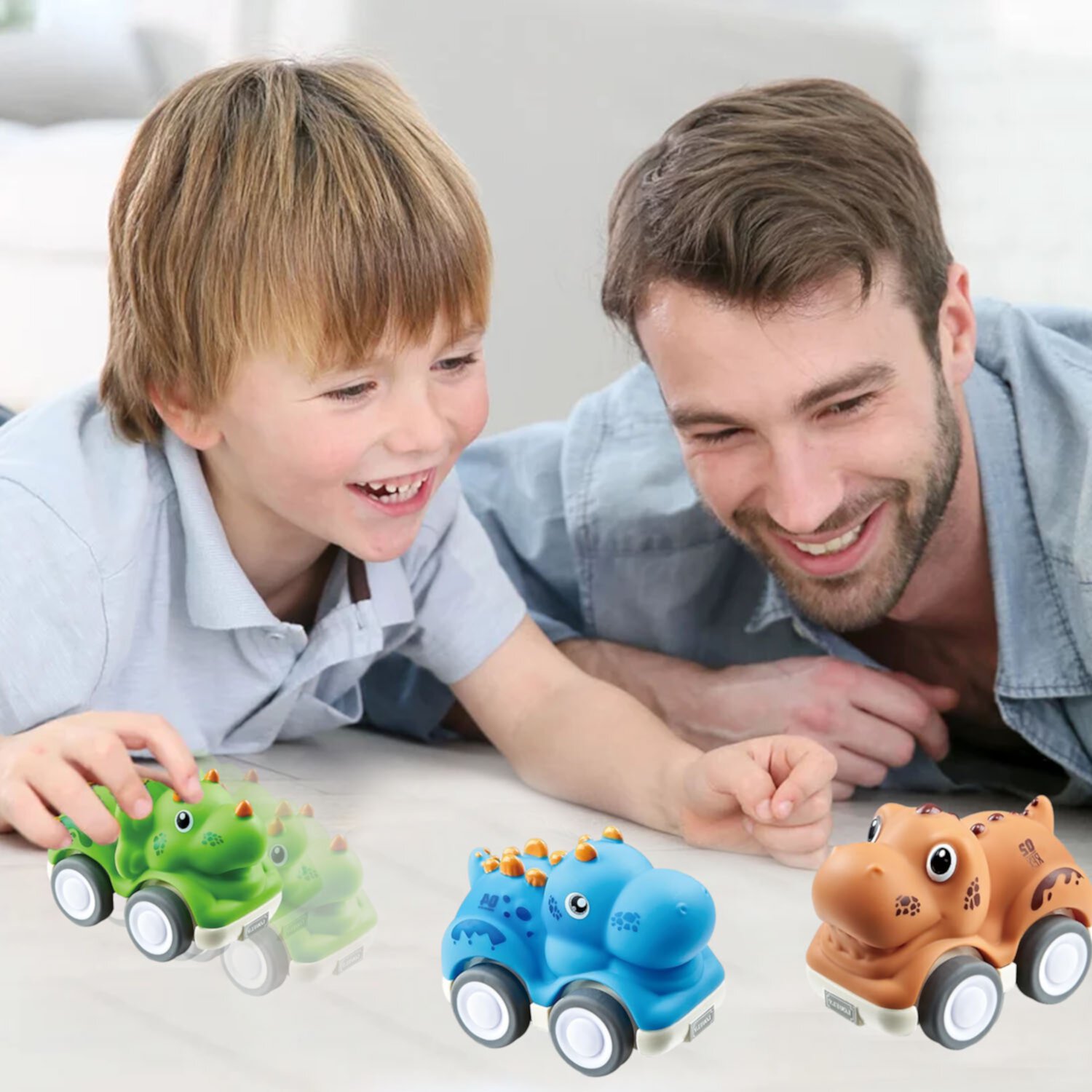 Dinosaur Toys Pull Back Cars, 3 Pack Dino Toys for 1 2 3 Year Old Boys Girls and Toddlers, Dino Cars for Kids 3-5 Year Old Birthday Gifts Sytle-Carry