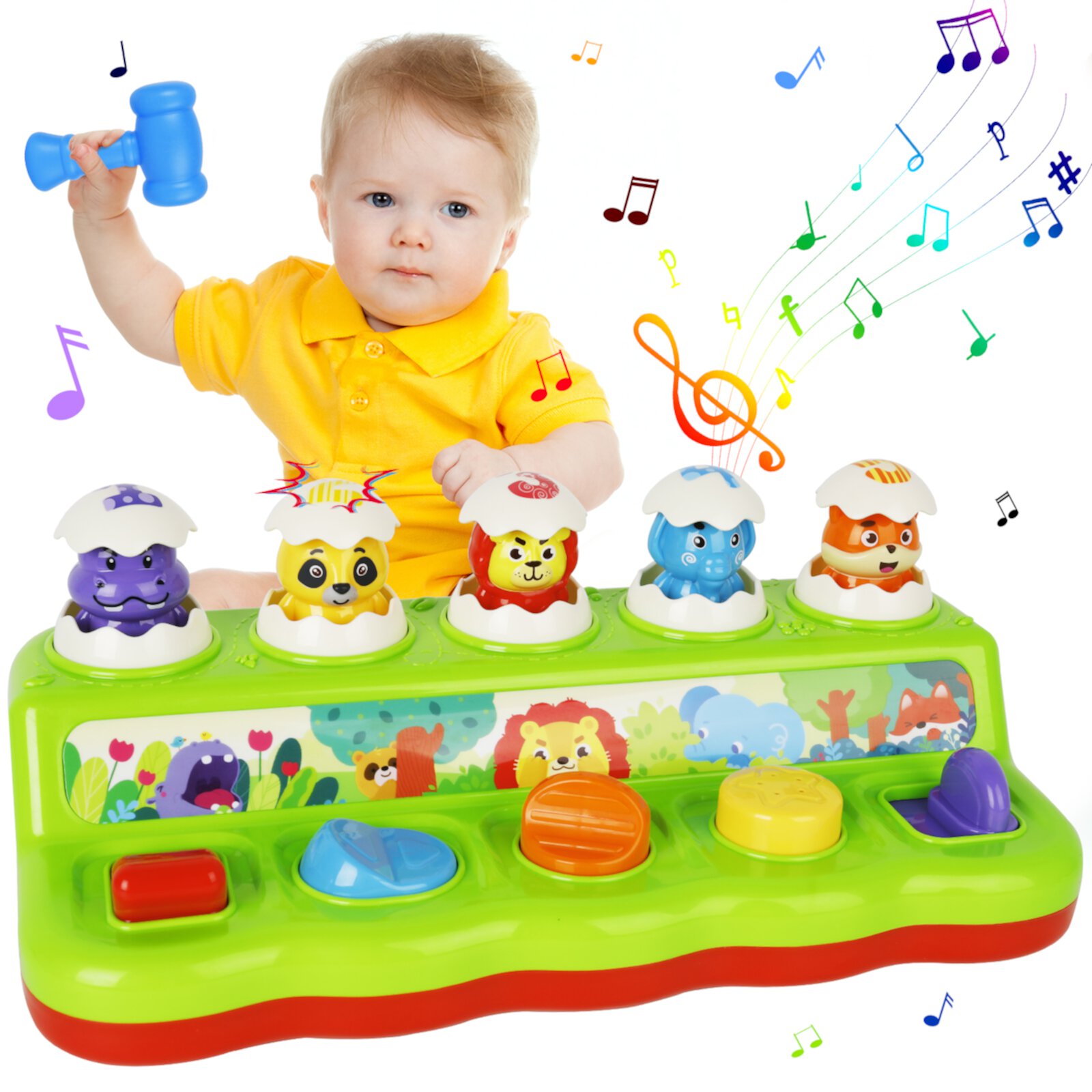 Yuhuan Pop Up Toys for Toddlers with Lights and Music,Cause and Effect Toys for Baby Early Learning Toy for 6 9 12 18 Months,1-3 Year Old Girls & Boys Yuhuan