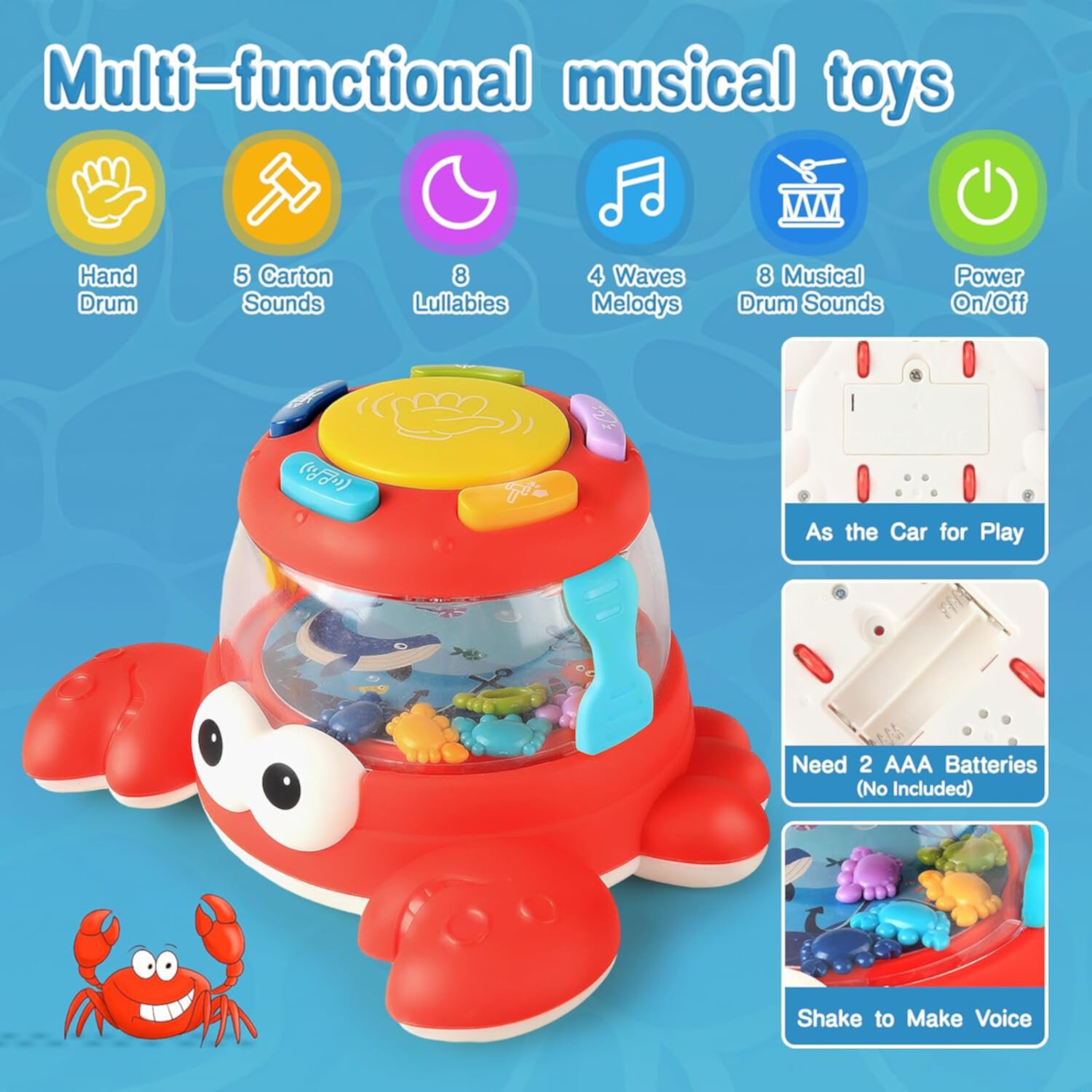 Baby Toys 6-12 Months, Musical Light Up Toys, Crawling Toys for Girls Boys 12-24 Months, Learning Toys for 1 Year Old Style-Carry