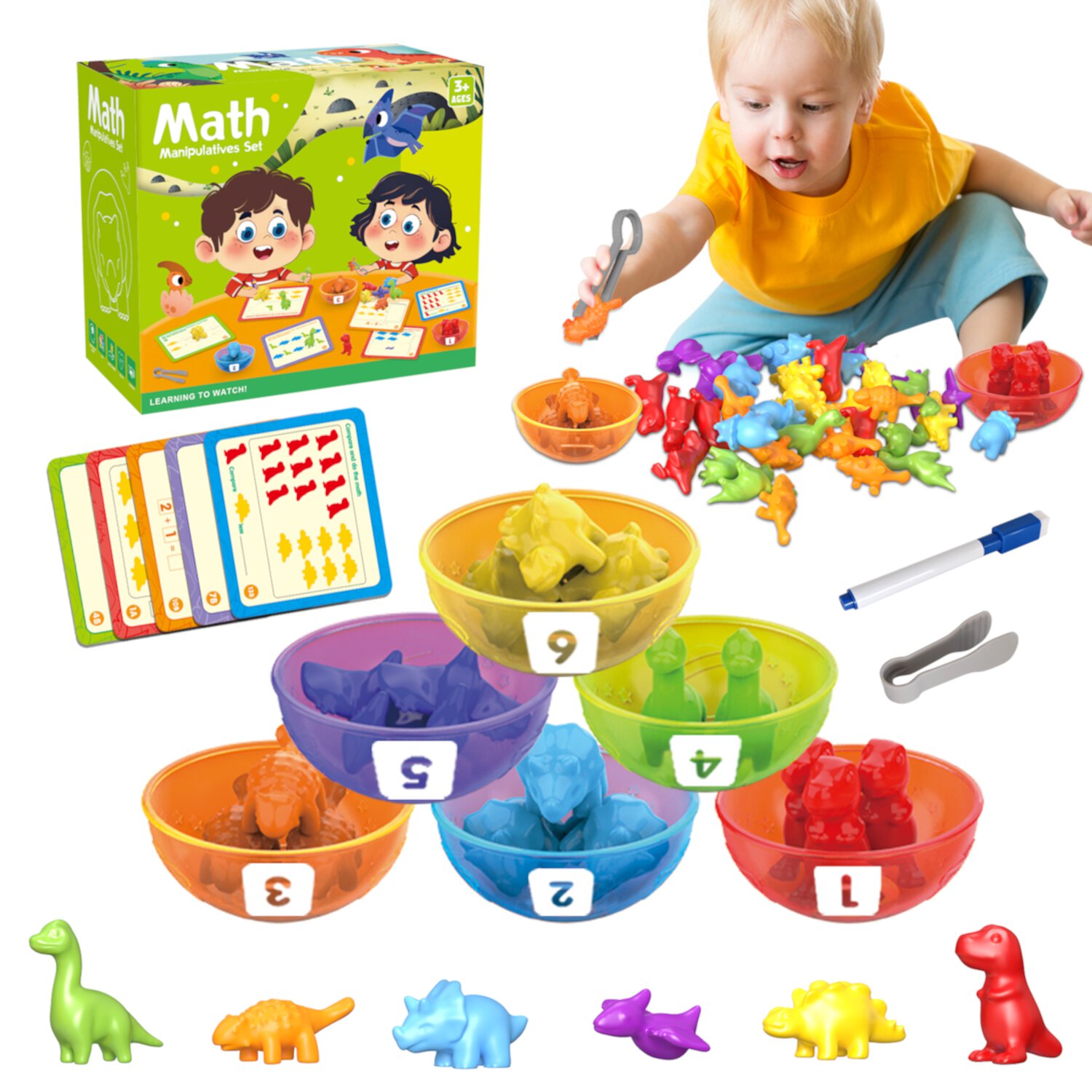 Counting Dinosaurs Toys, Learning Toys for 3 4 5 6 Years Old Boys Girls, Toddler Preschool Sensory Early Educational Toys Ages 2-4, 5-7 Sytle-Carry