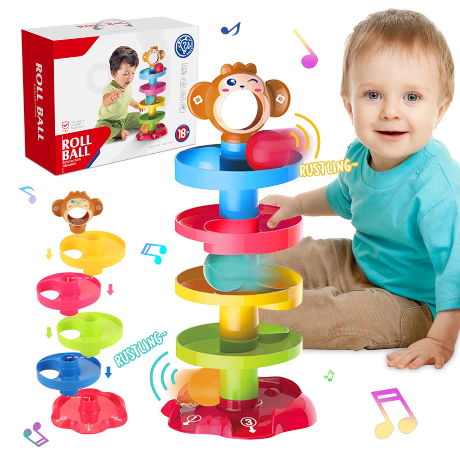 Ball Tower Toy for Toddlers 1 Year Old, Ball Drop and Roll Tower, Educational Development Learning Toys for 1 2 3 Year Old Boys Girls Visit the Suorfoxs Store