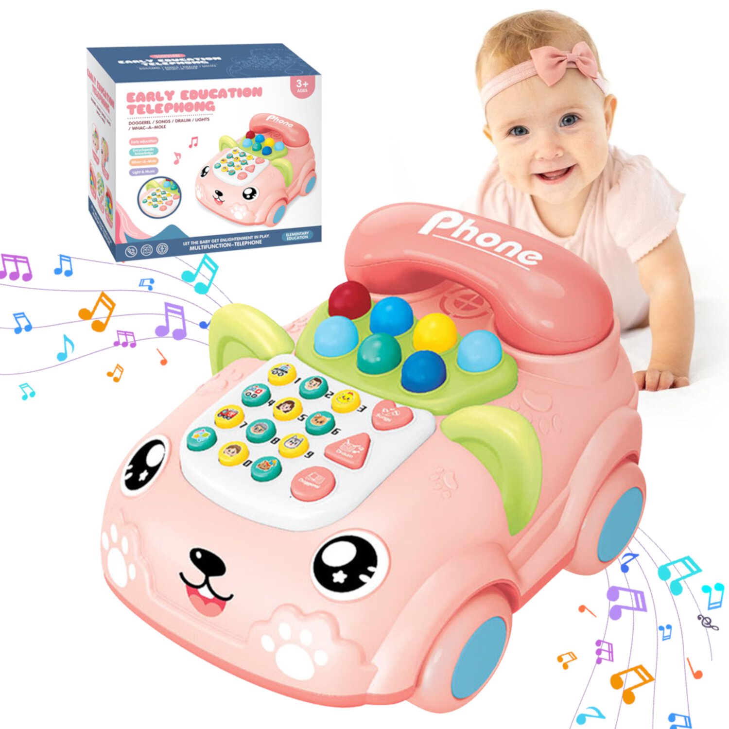 Toys for 1 Year Old Toddler Toys, Baby Phone Toy with Music Light, Musical Gifts for 1 2 3 Years Old Girls, Educational Learning Toys for Kids Girls Ages 1 2 3 4 Style-Carry