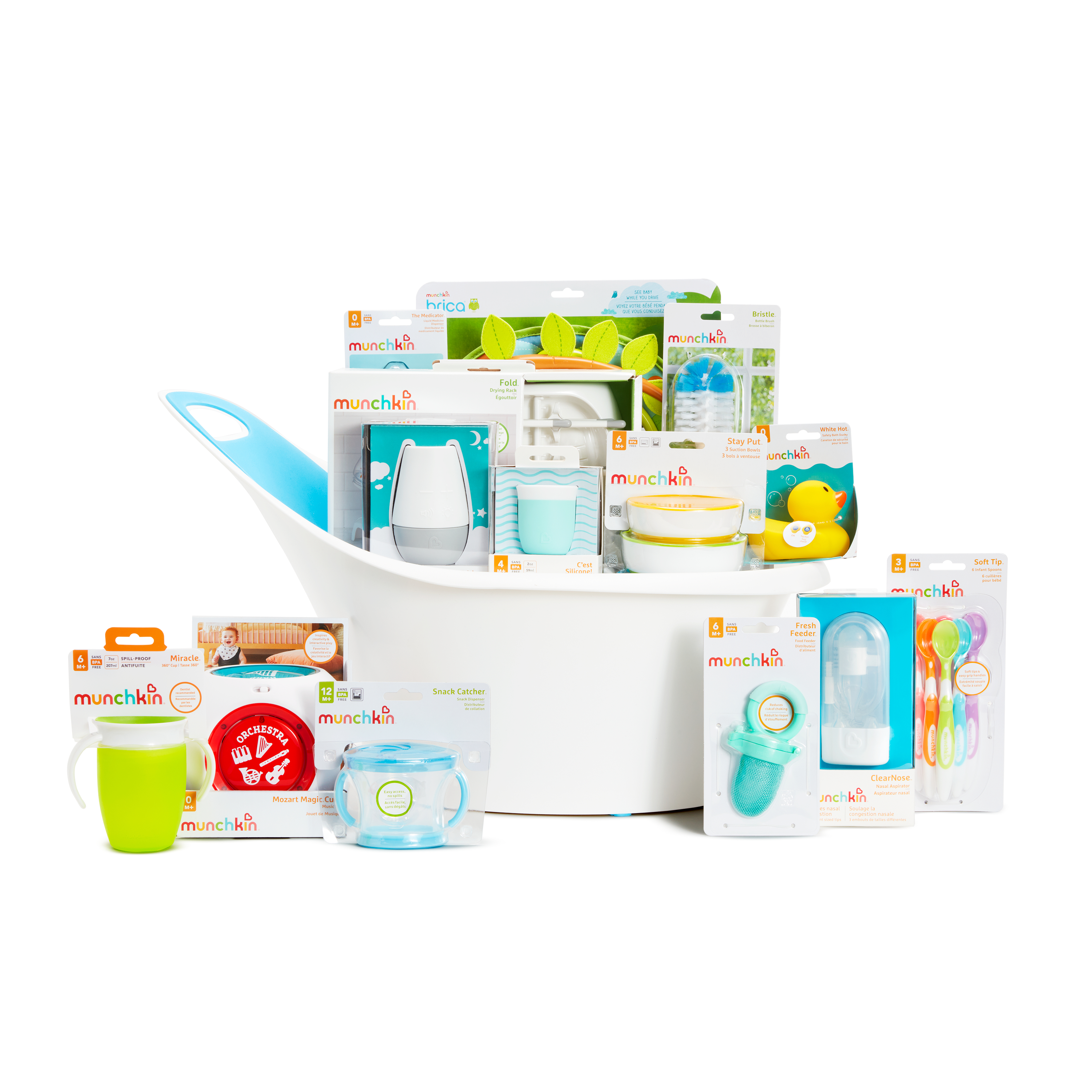 Munchkin® My Munchkin Gift Basket, Great for Baby Showers, Includes 15 Baby Products, Neutral, Unisex Visit the Munchkin Store