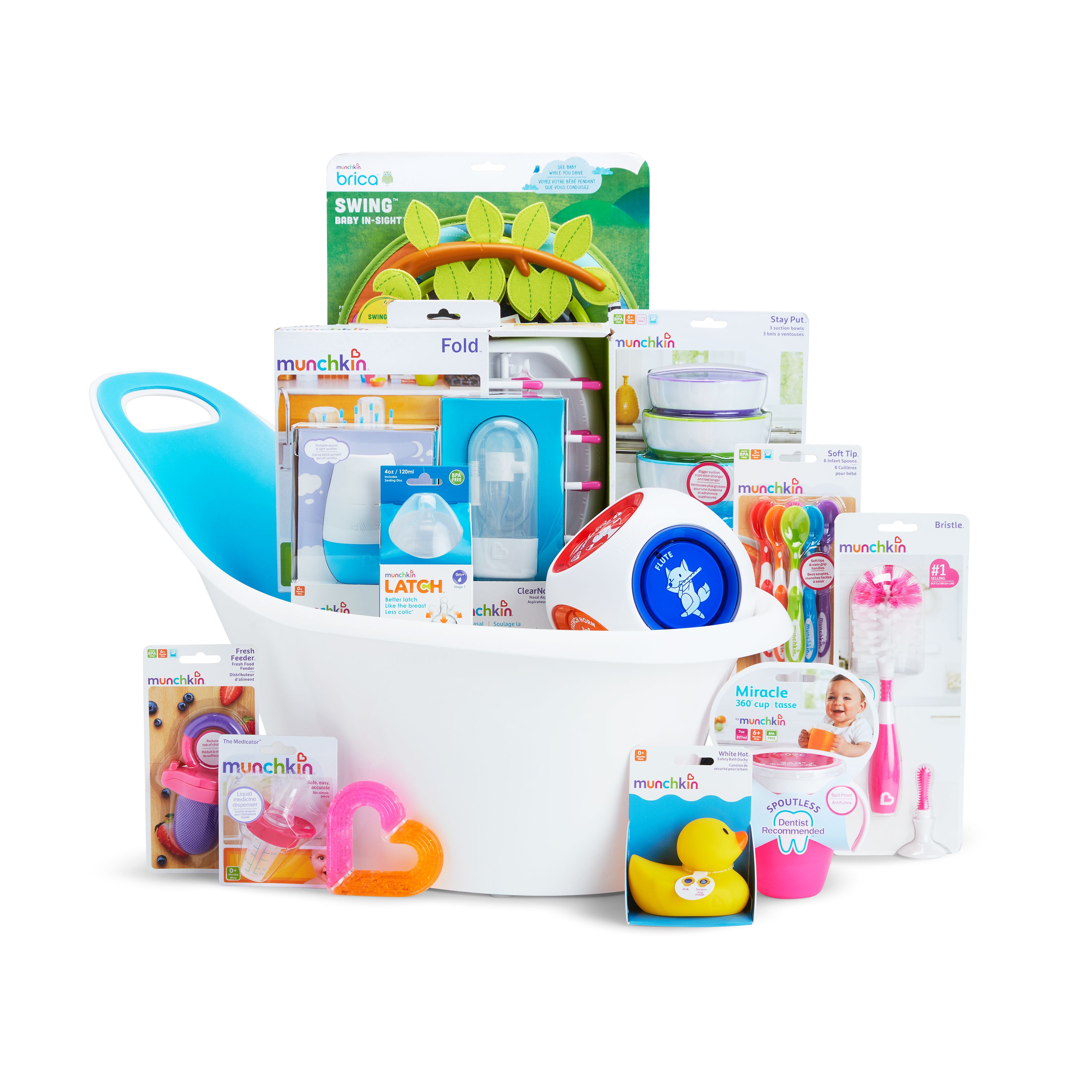 Munchkin My Munchkin Gift Basket, Great for Baby Showers, Includes 15 Baby Products, Pink Visit the Munchkin Store