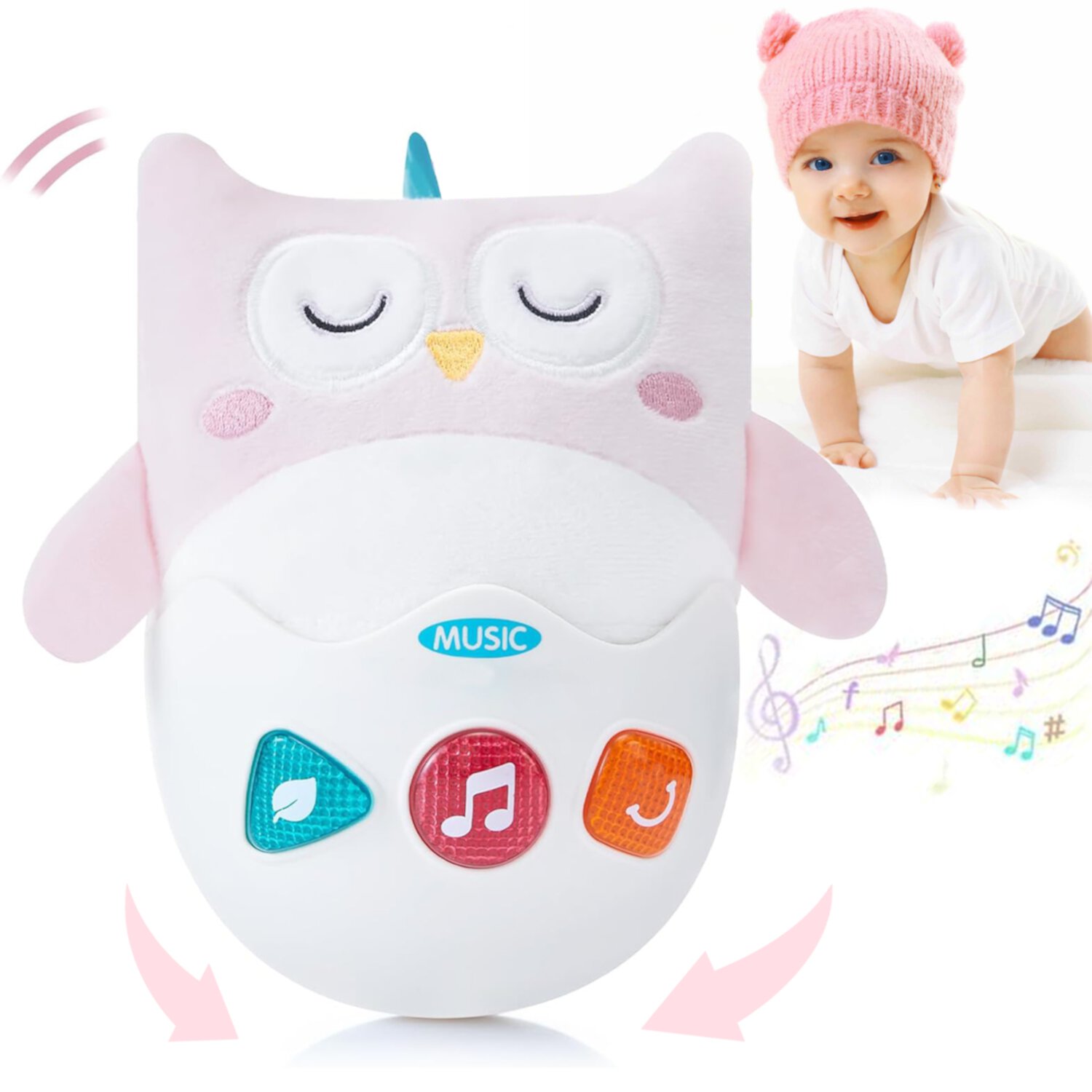 Baby Toys 6-12 Months, Infant Musical Stuffed Animals Soft Toy, Baby Newborn Toys for 0 3 6 9 12 Months Boy/Girls Gift (Owl) Sytle-Carry