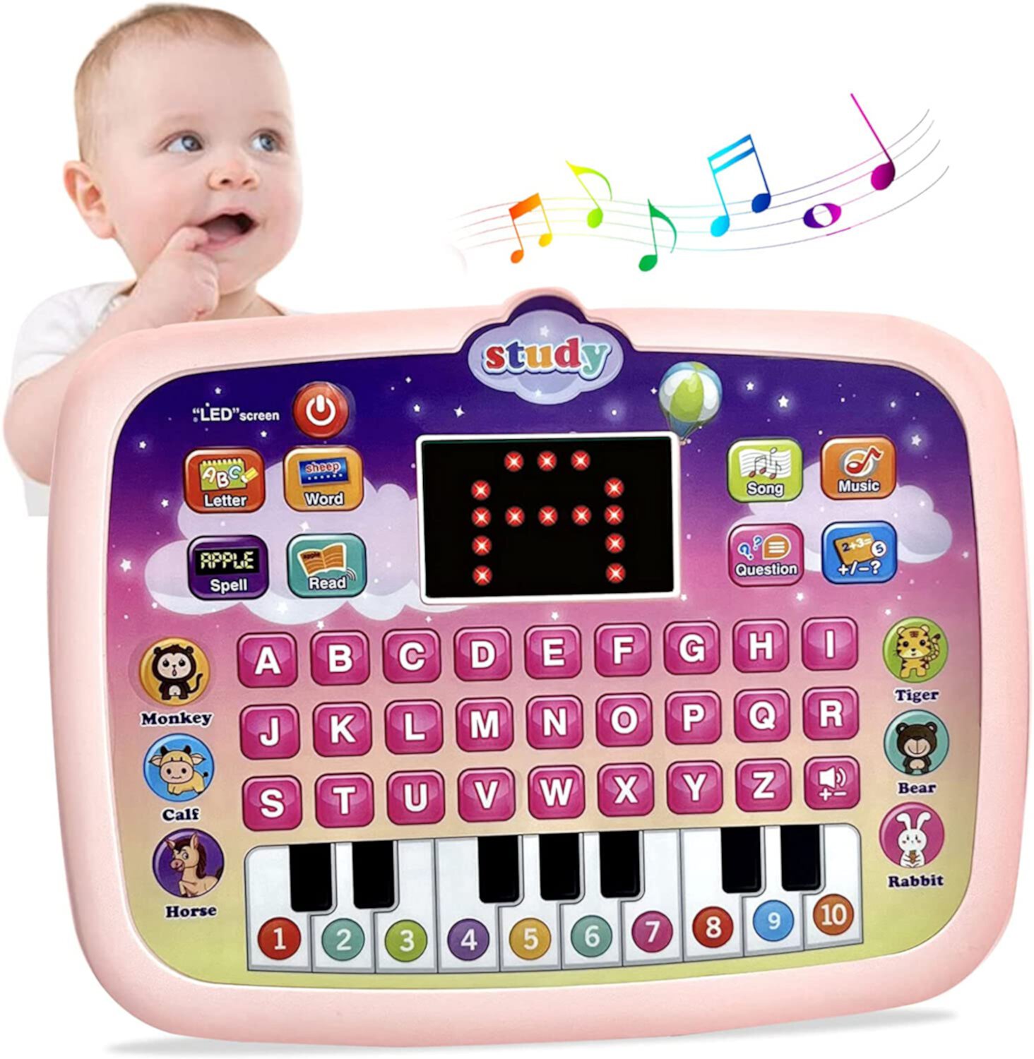 Style-Carry Tablet Toy for Toddlers 1-3, Educational Learning Toys Alphabet Numbers for Girls Boys 2 3 4 5 Year Old Style-Carry