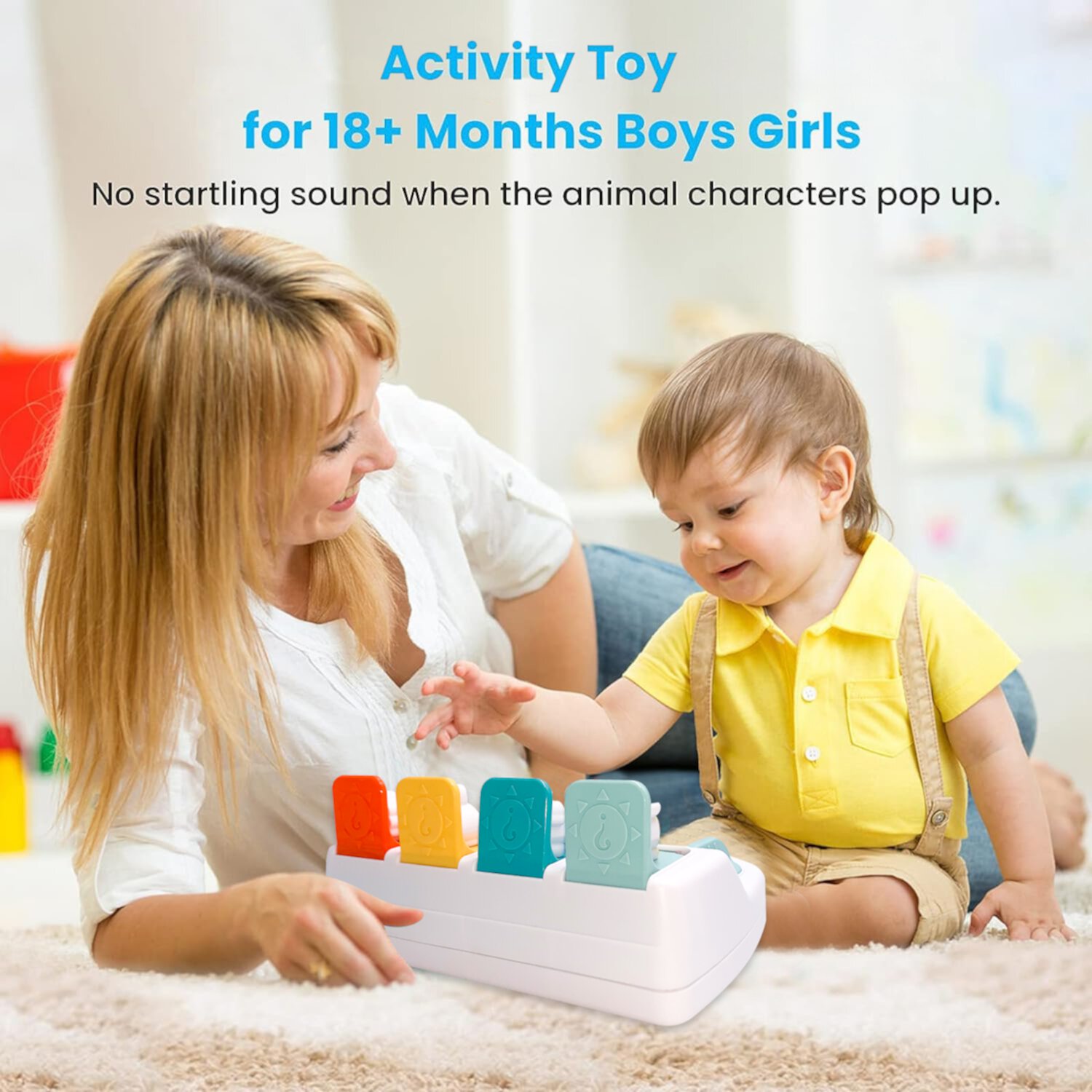 Interactive Activity Toy for Babies, Montessori Toy for 6-12 Months Boys Girls, Cause and Effect Toys, Activity Center Toy Animal Early Learning Game Style-Carry