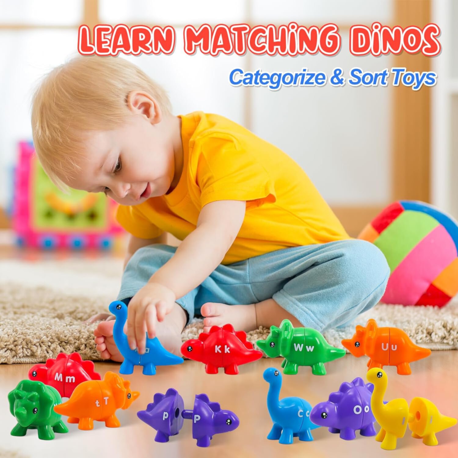 Dinosaurs Toys for Kids, Matching Letters Alphabet Games, Montessori Learning Toys for Toddlers 1-3, Preschool Educational Activities Toys for Girls Boys 3-6 Years ANTIC DUCK