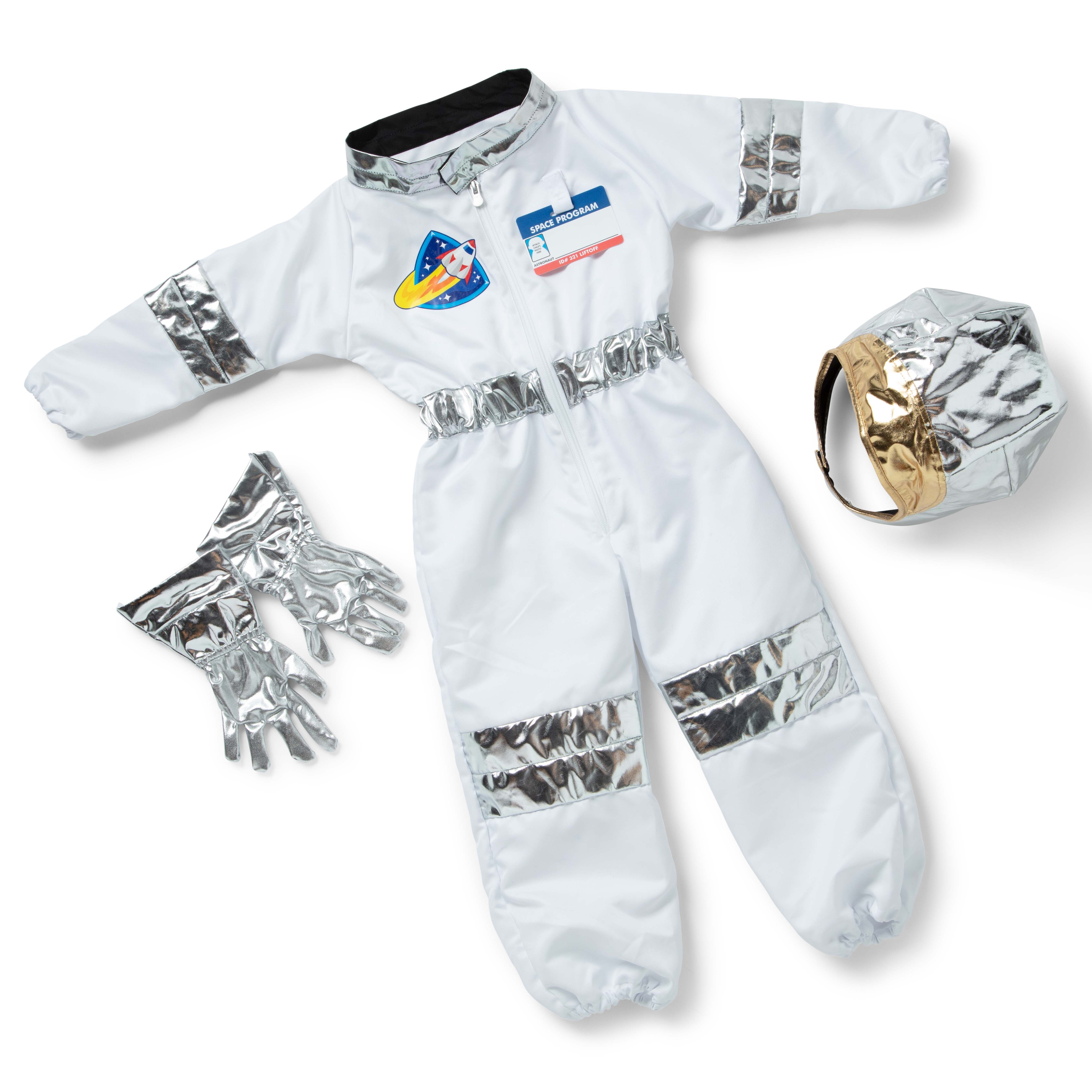 Melissa & Doug Astronaut Costume Role Play Space Set (5 pcs) - Jumpsuit, Helmet, Gloves, Name Tag Melissa & Doug