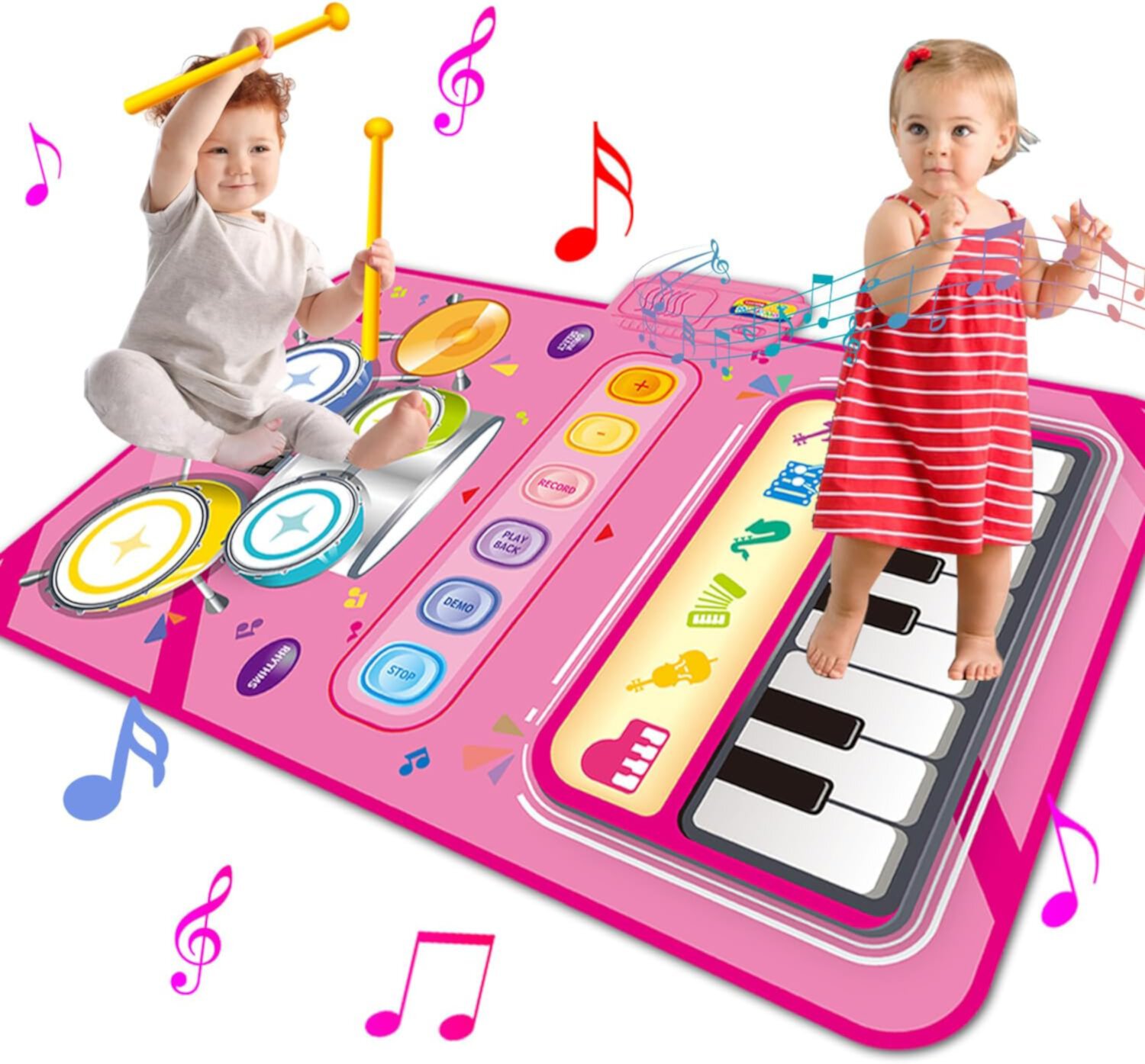 Style-Carry 1 Year Old Girl Gifts, Piano Mat Baby Toys for 1 Year Old Girl, 2 in 1 Toddler Music Mat with Keyboard & Drum, Early Educational Musical Toys First Birthday Gifts for 1 2 Year Old Style-Carry