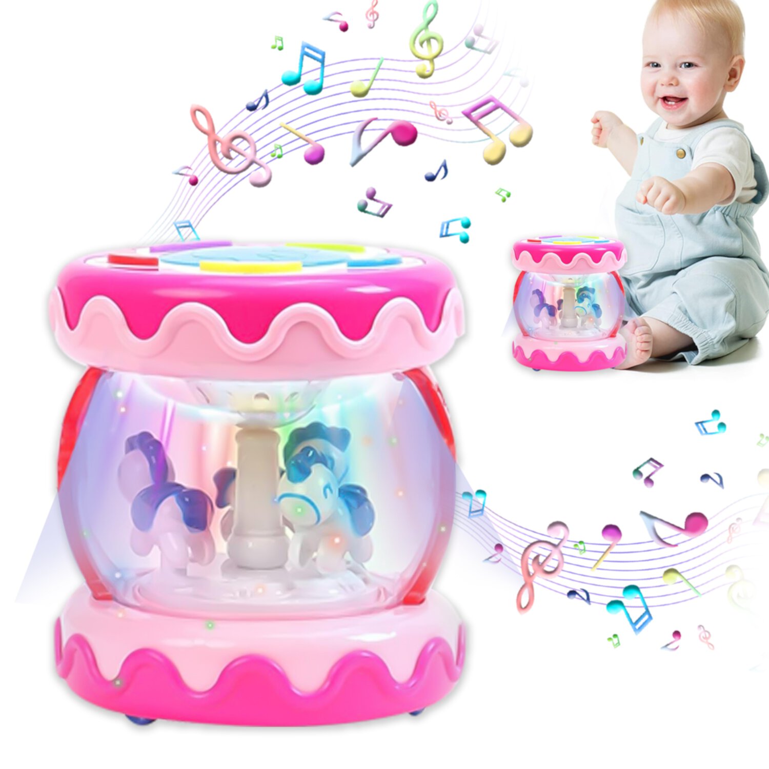 Style-Carry Baby Toys 6 to 12 Months, Musical Learning Infant Toys 12-18 Months - Rotating Light up Baby Music Crawling Toys Educational Toy for Girls Style-Carry