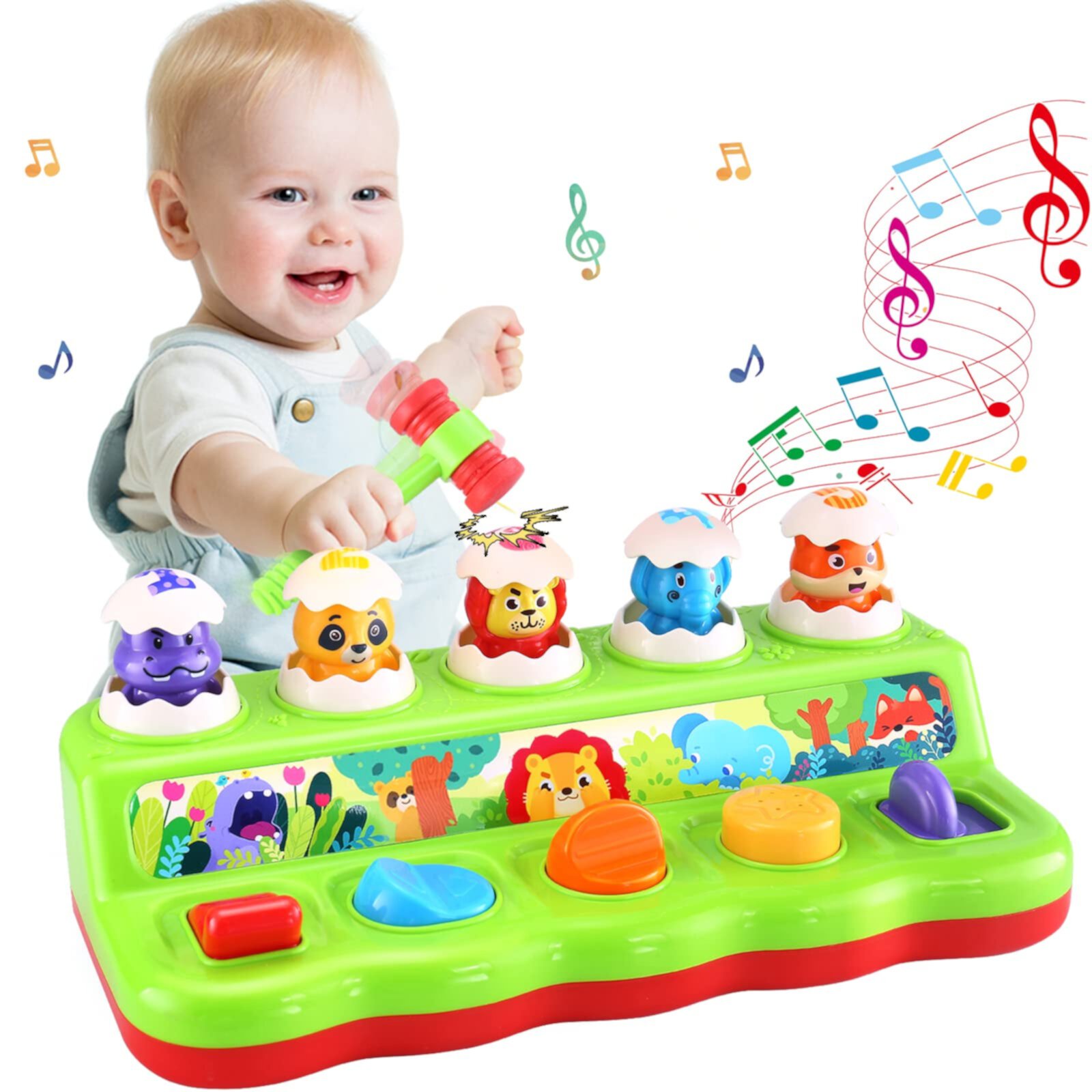 Yerloa Toys for 1 Year Old, Pop Up Animals Toy with Music & Sound, Cause and Effect Toys Early Developmental Toy for 12-18 Months Baby, Infants & Toddlers, 1 Year Old Girls & Boys Yerloa