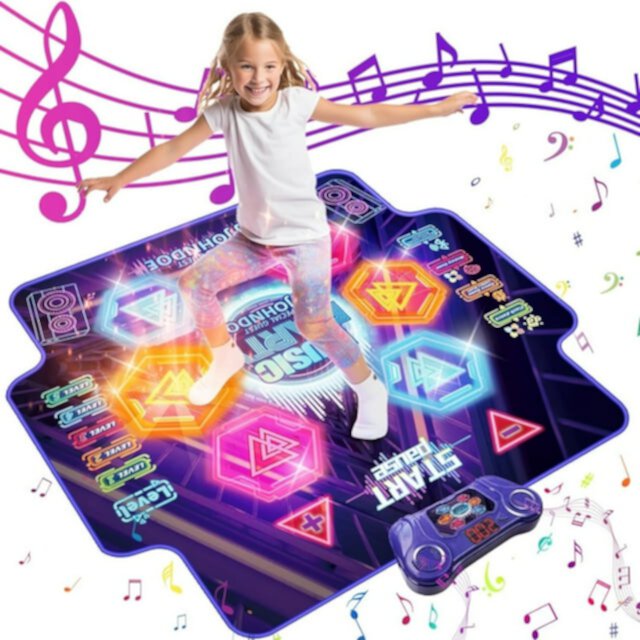 JBee Ctrl Dance Mat Toys for Girls 3-6 Years Dance Pad with LED Light-up 6-Button Wireless Bluetooth Music Dance with 4 Game Modes Christmas Birthday Toys Gifts for 4 5 6 7 8 Year Old Girls Boys Kids JBeeCtrl