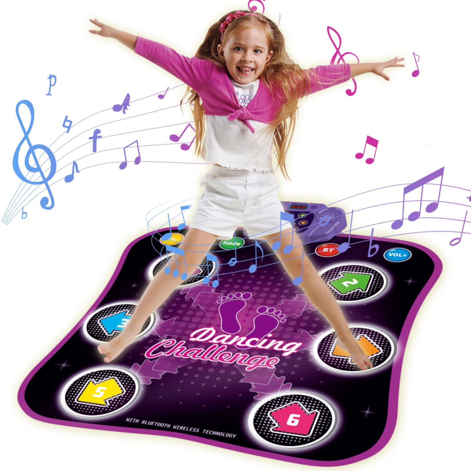 JBee Ctrl Dance Mat Toys for Girls 3-6 Years Dance Pad with LED Light-up 6-Button Wireless Bluetooth Music Dance with 4 Game Modes Christmas Birthday Toys Gifts for 4 5 6 7 8 Year Old Girls Boys Kids JBeeCtrl