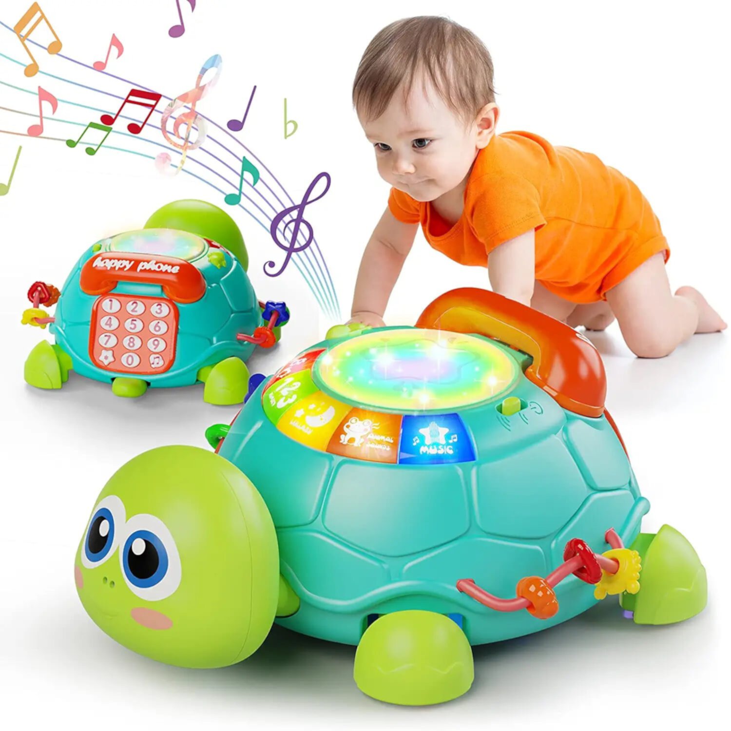 Baby Toys for 6 12 Months, Light & Sound Musical Turtle Crawling Toys for 1 Year Old Boys Girls, Baby Toys for 12-24 Months, Toddler Learning Toys for 1 2 3 Year Old Boys Girls Suorfoxs