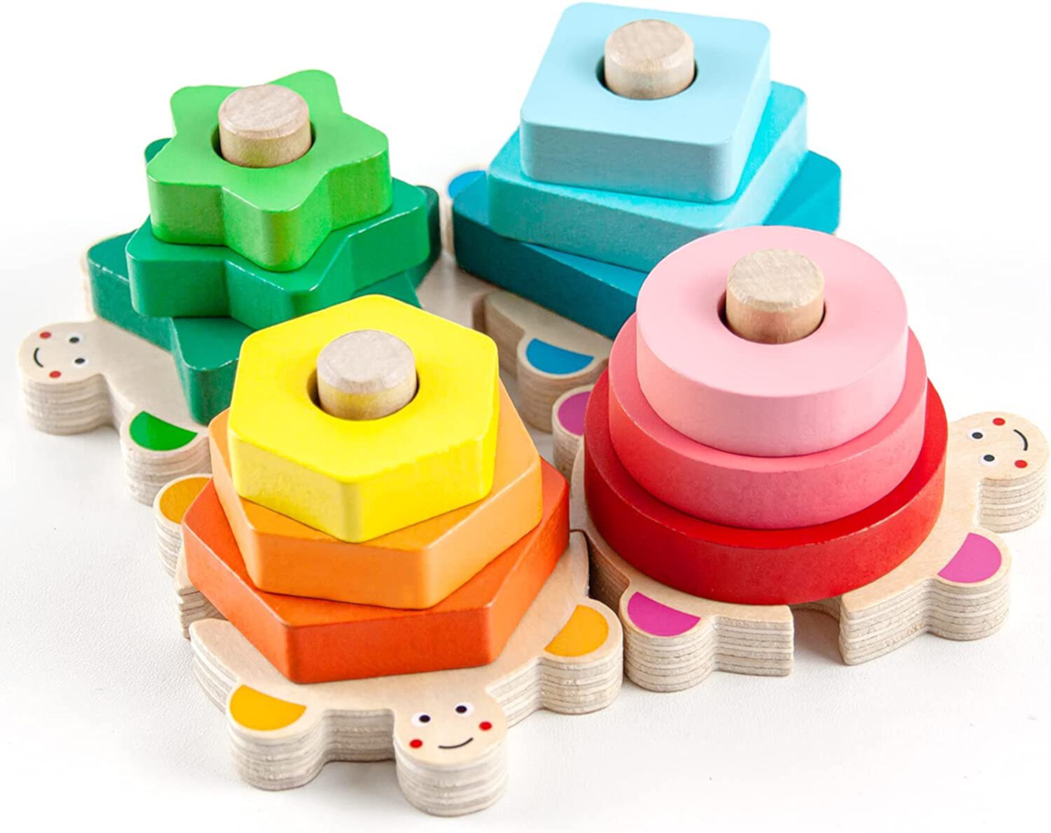 Stacking Toys for Toddlers 1-3 Montessori Shape Sorter Baby Toys 12-18 Months Wooden Block Educational Puzzle Toys for Kids Girls Boys  1 2 3 4 Year Old Preschool Learning Gifts Sytle-Carry