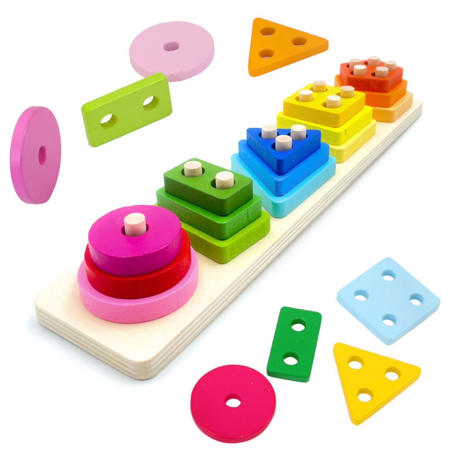 Montessori Learning Toys for 1 2 3 Year Old, Wooden Sorting and Stacking Toys for Toddler Girls and Boys Visit the Suorfoxs Store