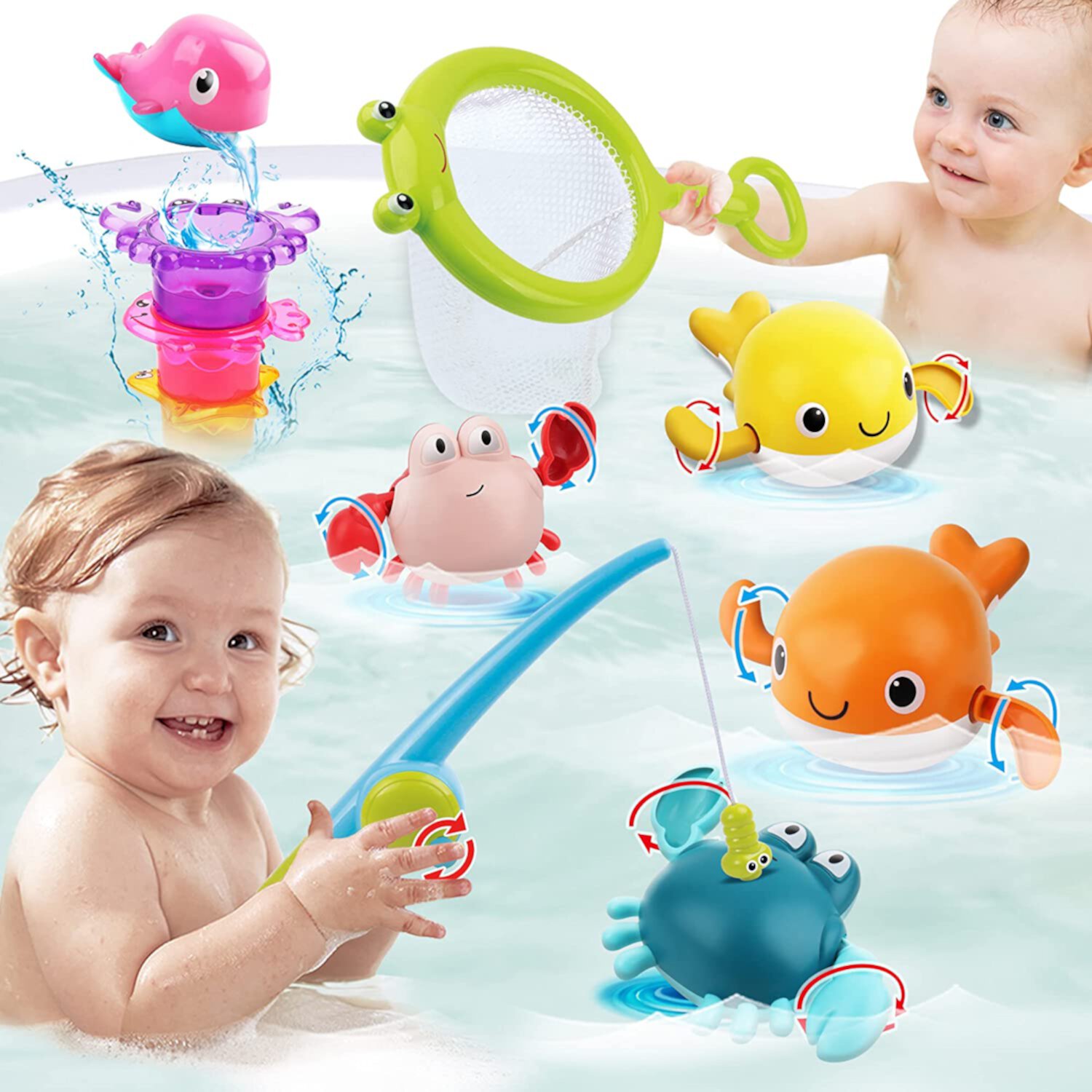 Bath Toys for Kids,Magnetic Fishing Game Bathtub Toys for Toddler 2 3 4 5 6 Years Water Toys INvench