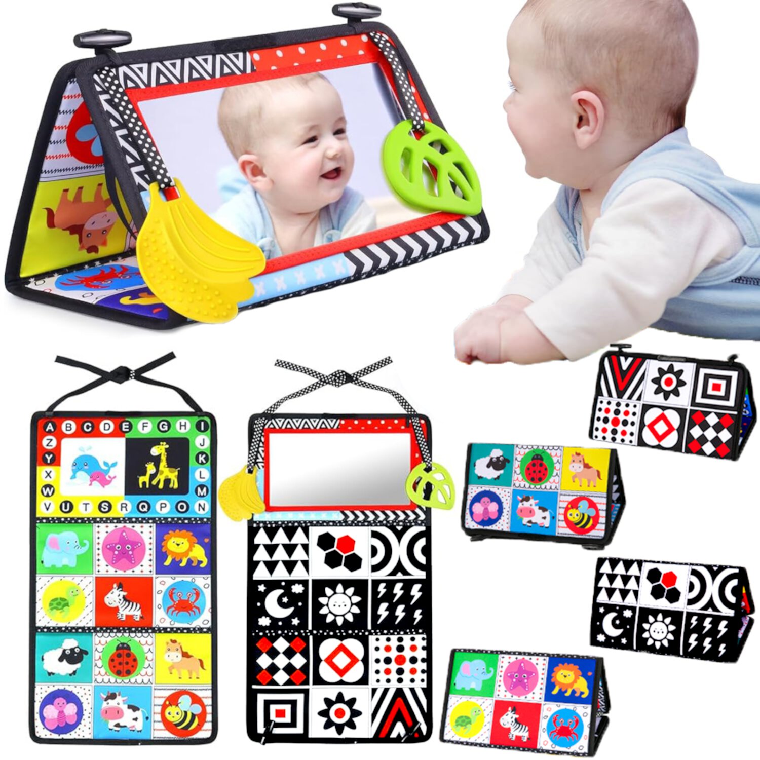 Tummy Play Time Baby Mirror Toys 0-6 Months, Infant Toys Newborn Toys 0-3 Months, Black and White High Contrast Toys for Babies 0 3 6 9 Months Visit the Suorfoxs Store