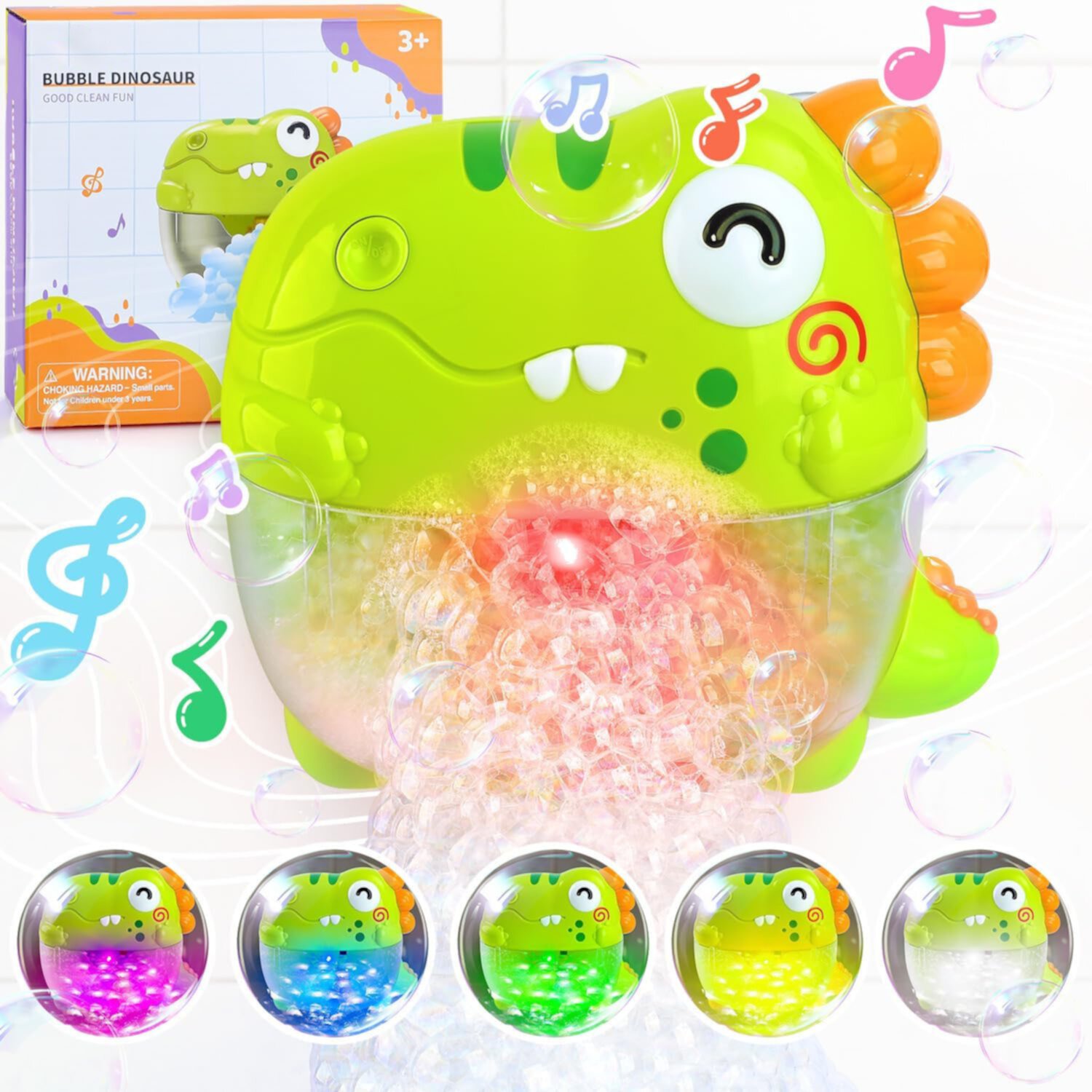 Baby Bath Toys, Dinosaur Bubble Machine Toys with Music, Light Up Bathtub Toys for Toddlers 1 2 3 Years, Bubble Maker Gift for Boys Girls Style-Carry